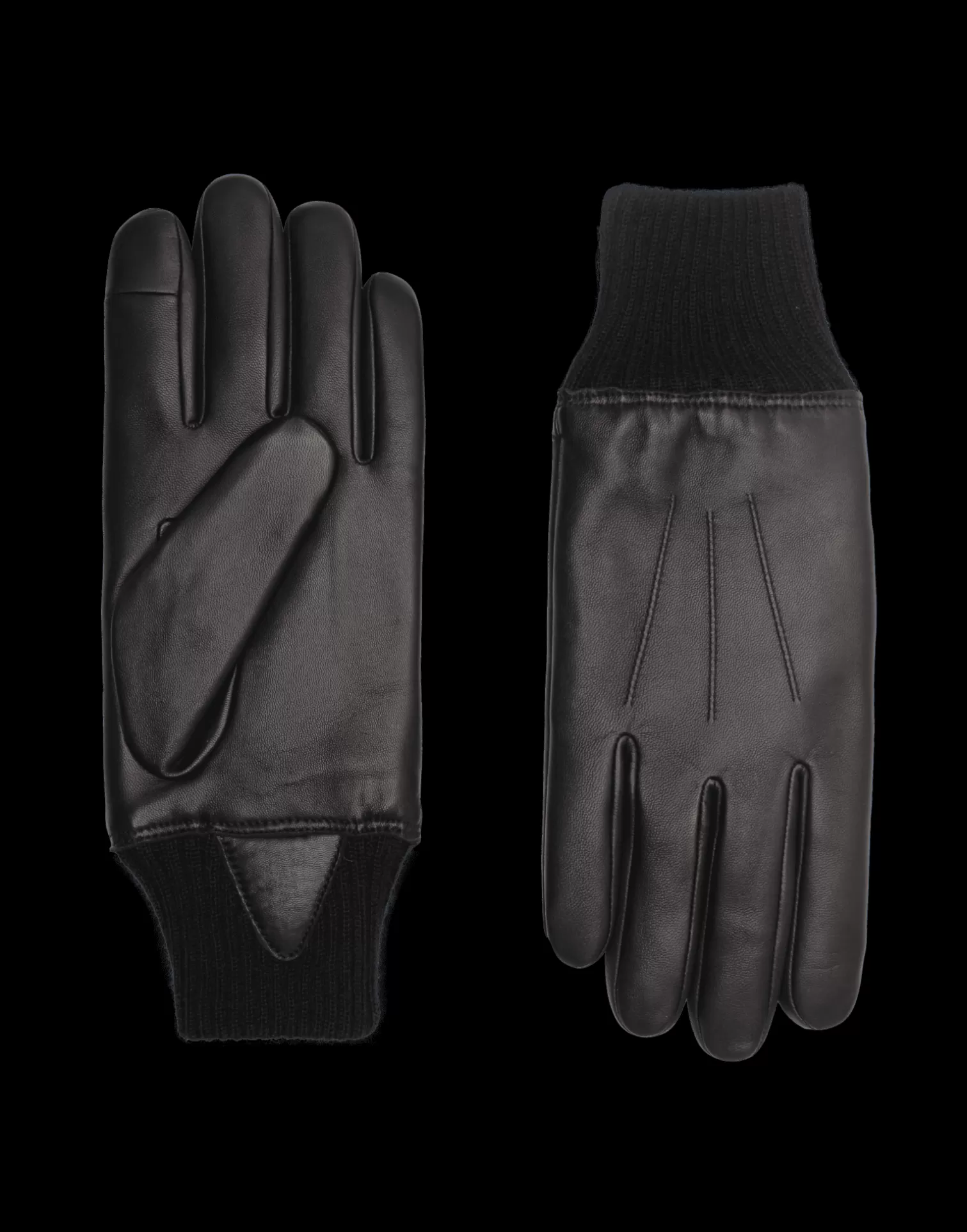 Agnelle Leather Gloves | Andrew Rabbit Lining Noir Tactile/Noir