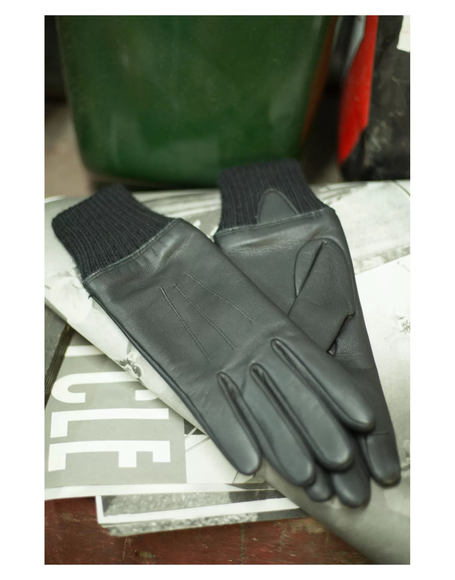 Agnelle Leather Gloves | Andrew Rabbit Lining Noir Tactile/Noir