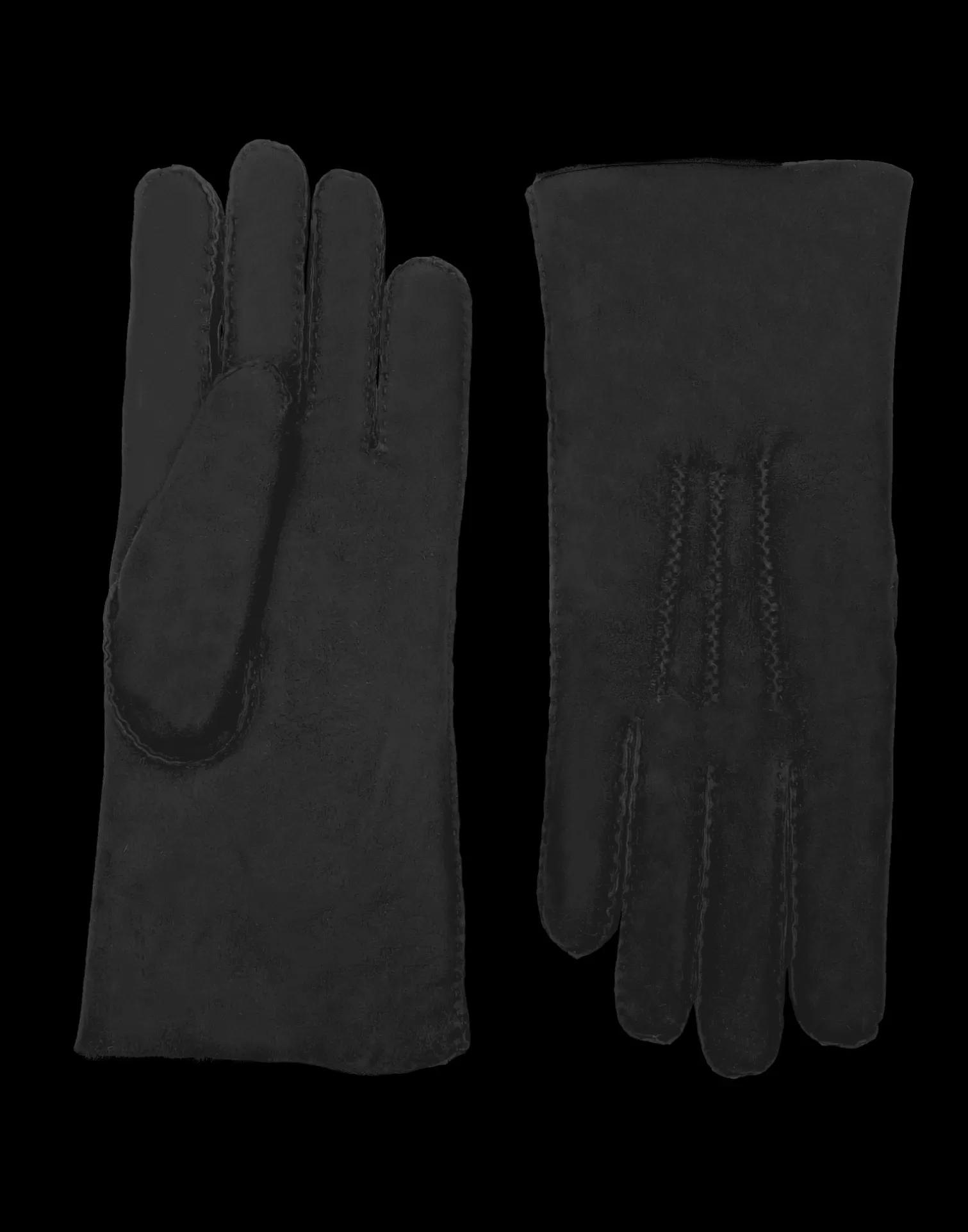 Agnelle Leather Gloves | Arnaud Woollen Skin Black