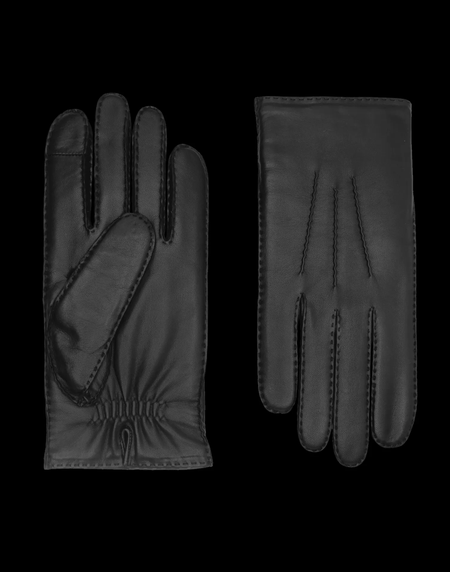 Agnelle Leather Gloves | Arthur With Rabbit Lining Tnoir