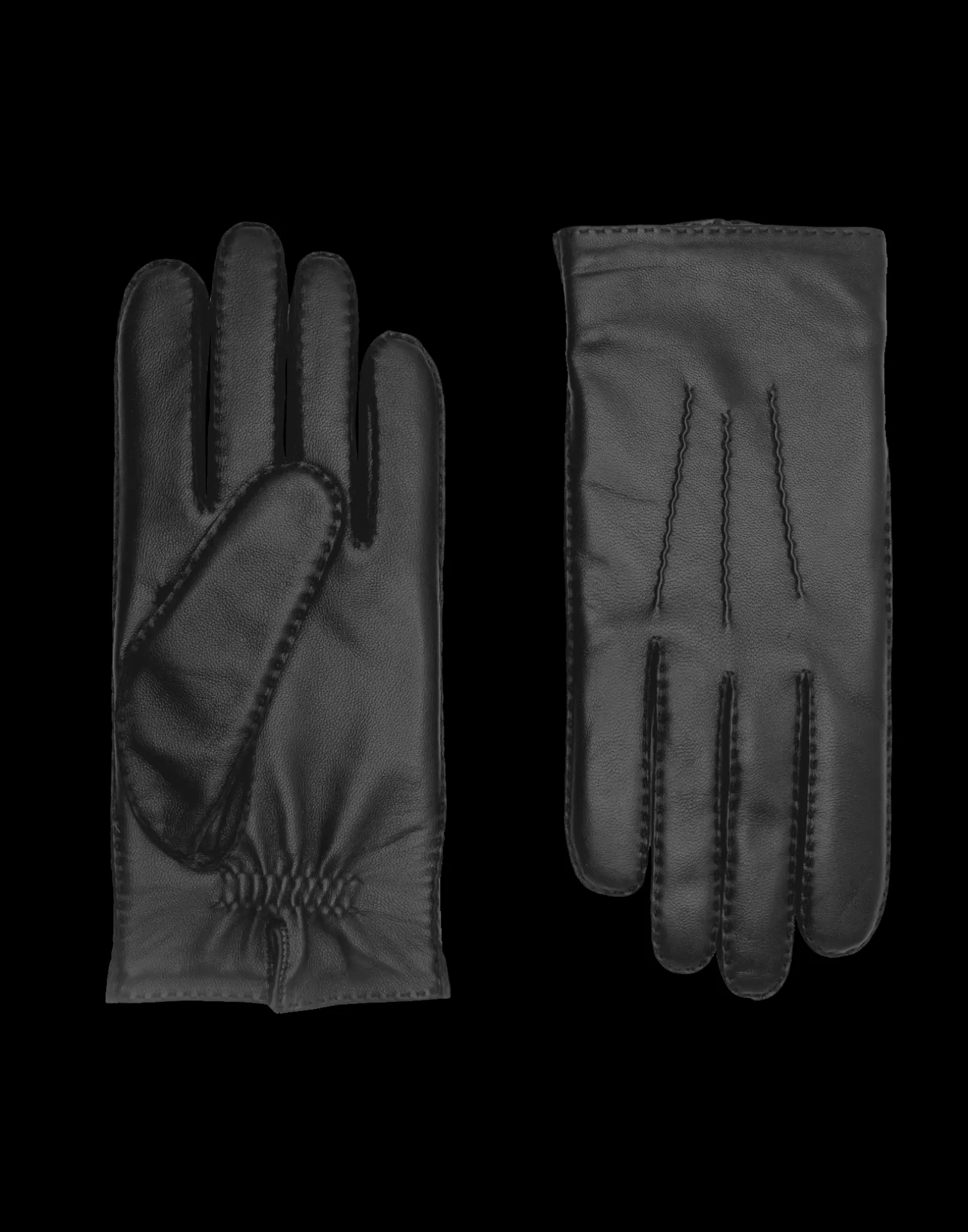 Agnelle Leather Gloves | Arthur With Rabbit Lining Black