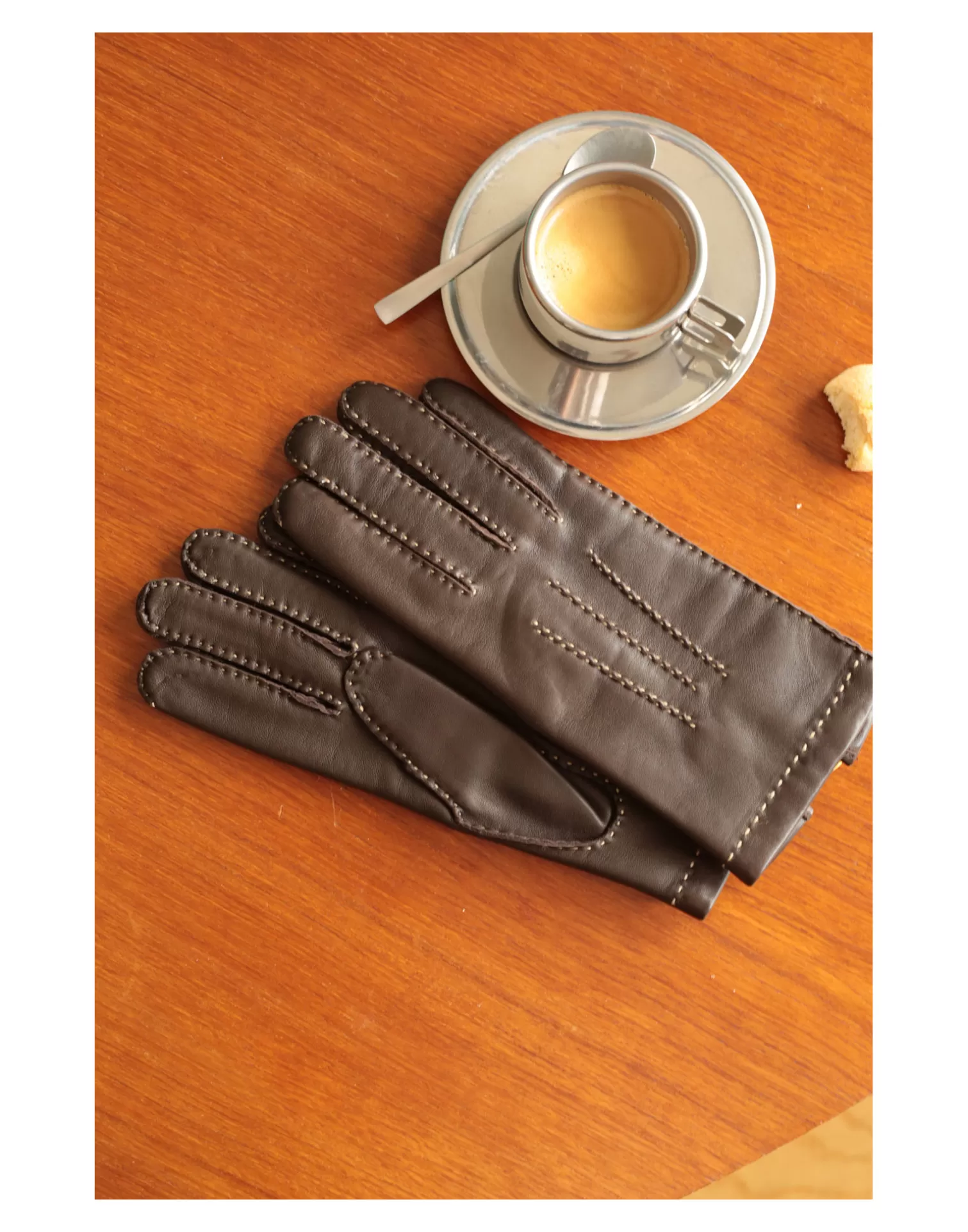 Agnelle Leather Gloves | Aude Cashmere Lining Tmoka/Ecru