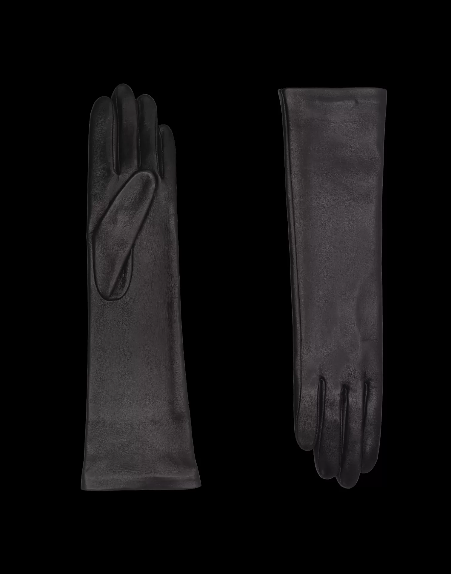 Agnelle Leather Gloves | Celia Silk Lining Black