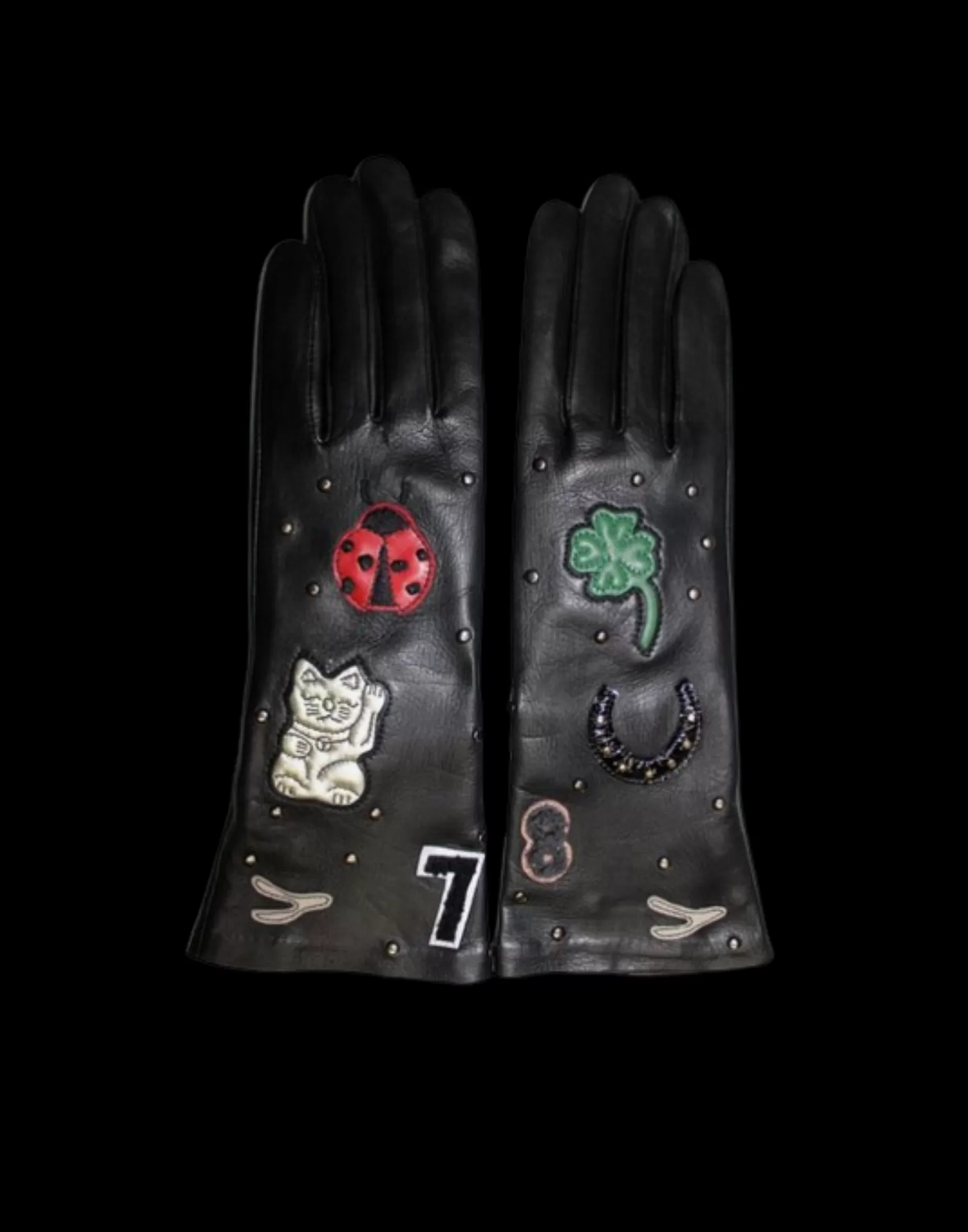 Agnelle Leather Gloves | Charms Lined With Silk Tnoir