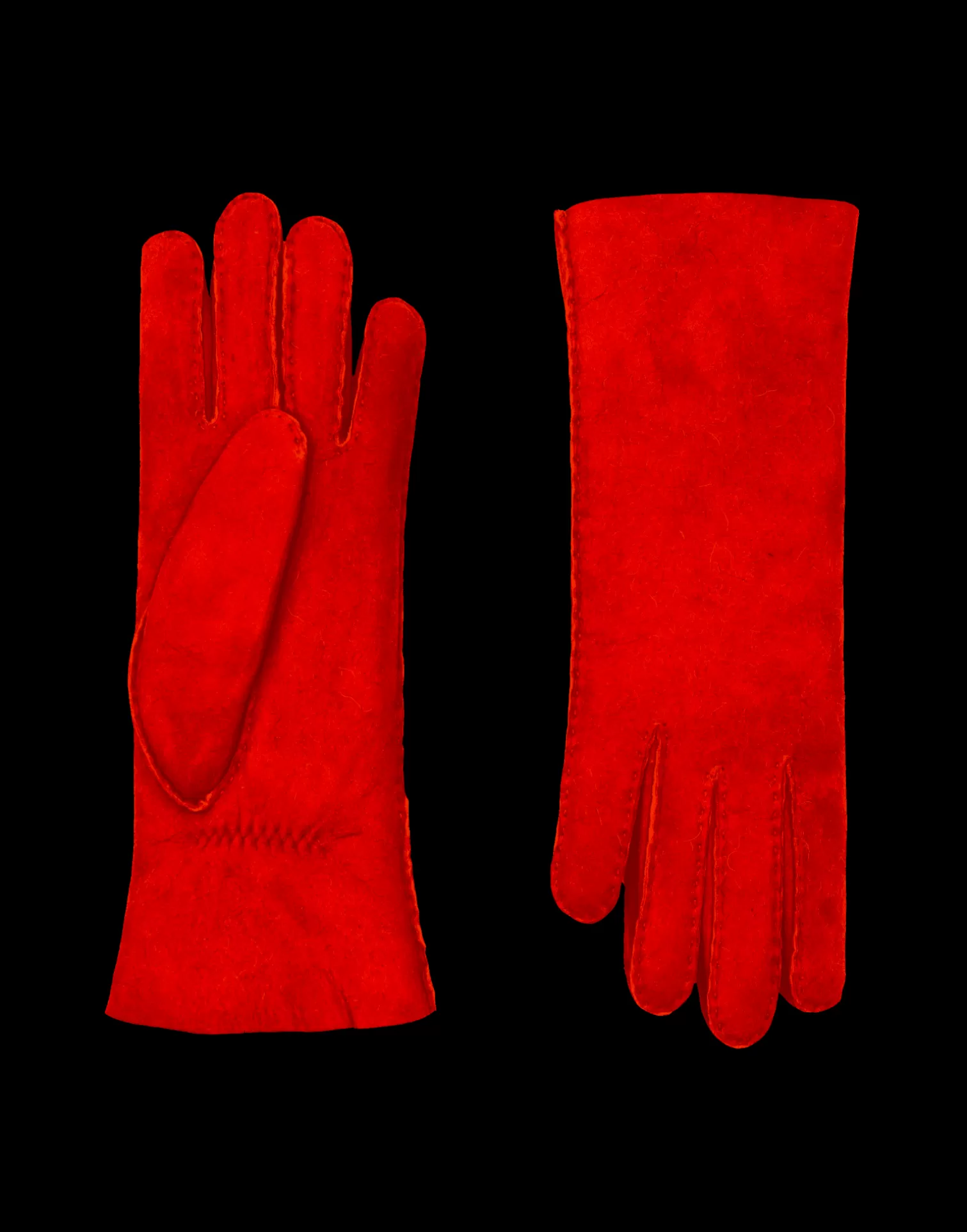 Agnelle Leather Gloves | Denise Wolly Skin Coquelicot