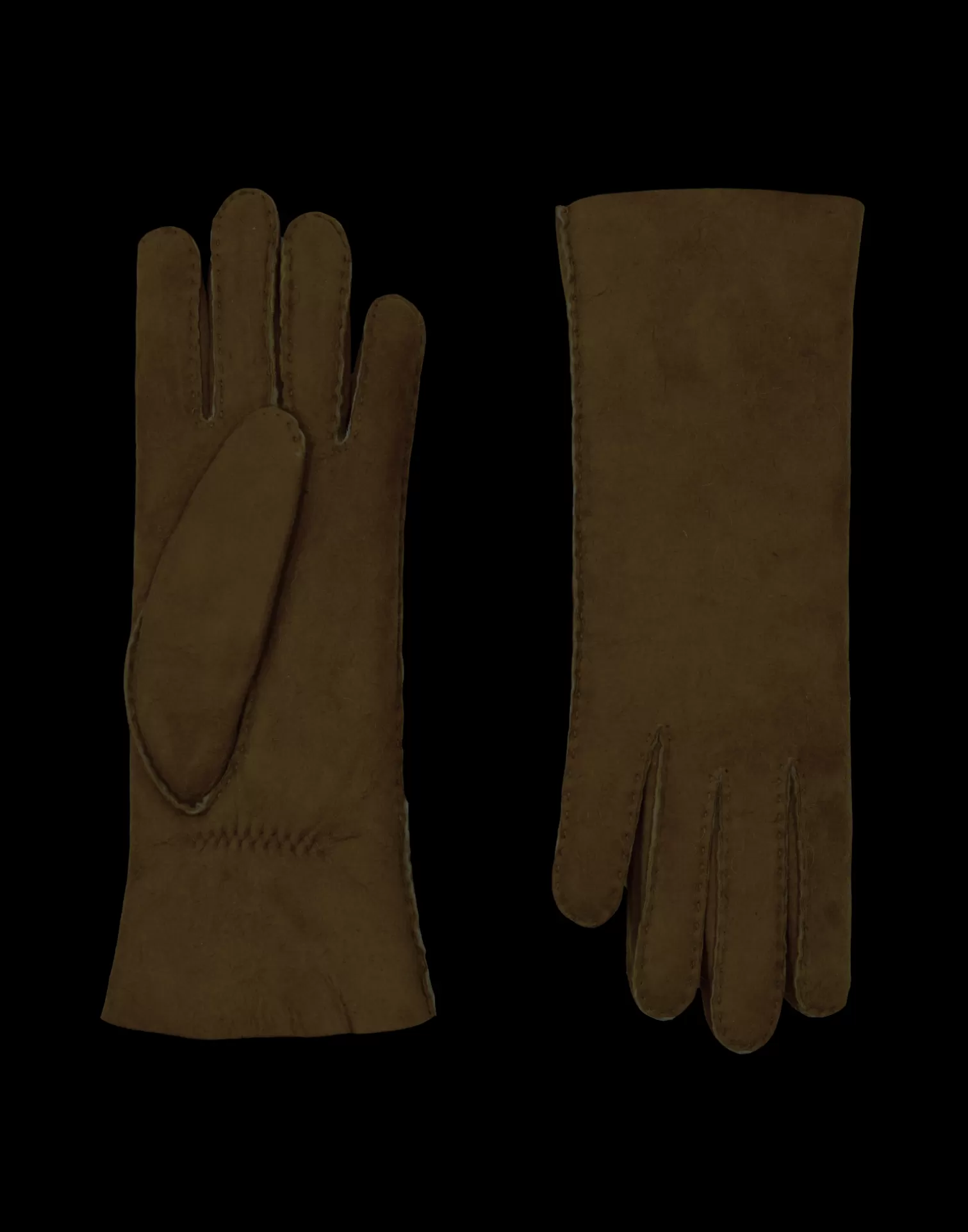 Agnelle Leather Gloves | Denise Wolly Skin Moka