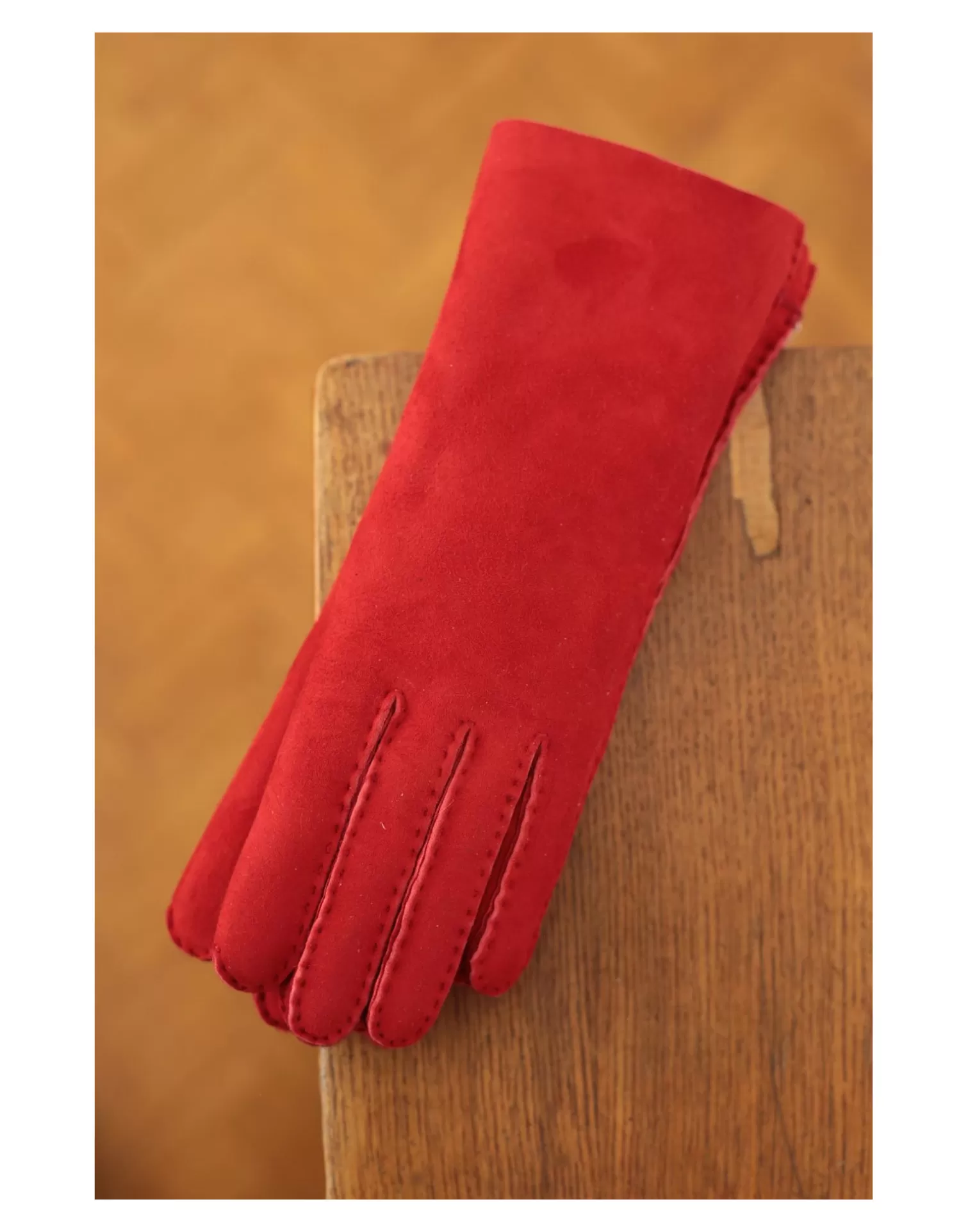 Agnelle Leather Gloves | Denise Wolly Skin Coquelicot