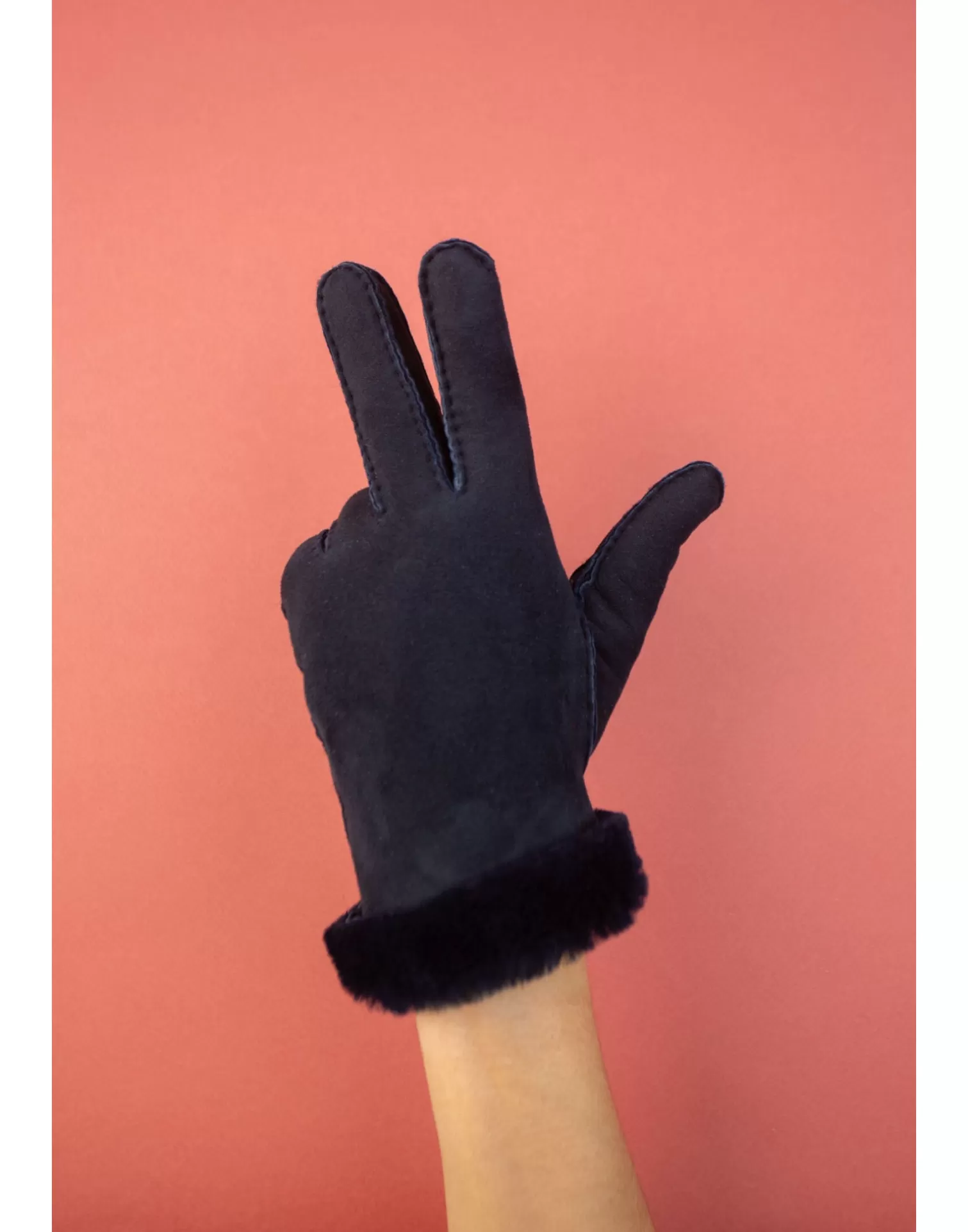 Agnelle Leather Gloves | Denise Wolly Skin Navy