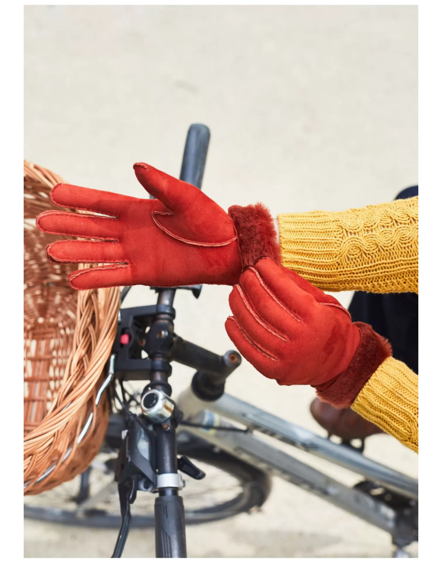 Agnelle Leather Gloves | Denise Wolly Skin Orange