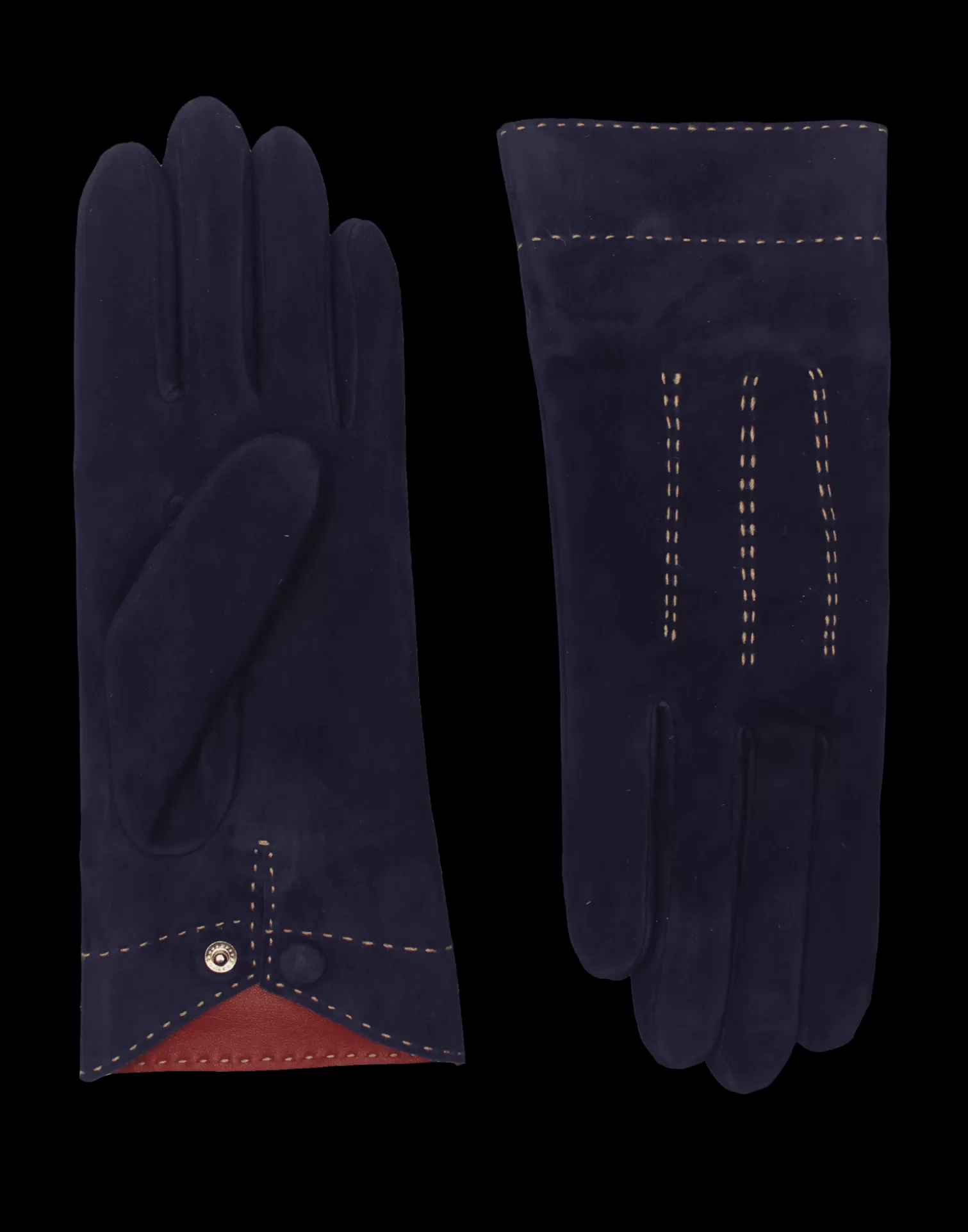 Agnelle Leather Gloves | Emma Silk Lining Baltique/Cardinal