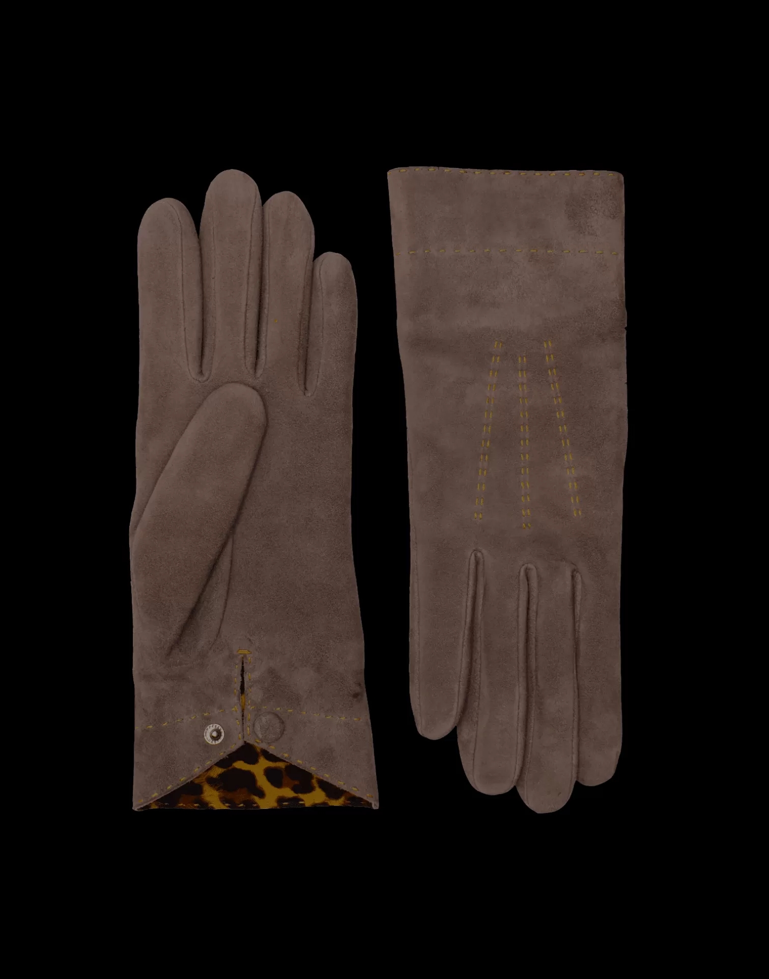 Agnelle Leather Gloves | Emma Silk Lining Moka/Panthere