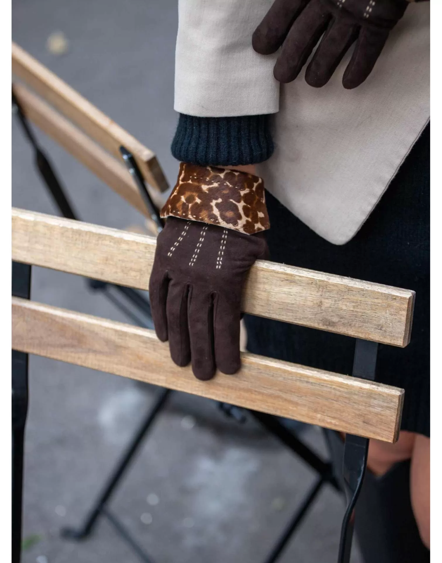 Agnelle Leather Gloves | Emma Silk Lining Moka/Panthere