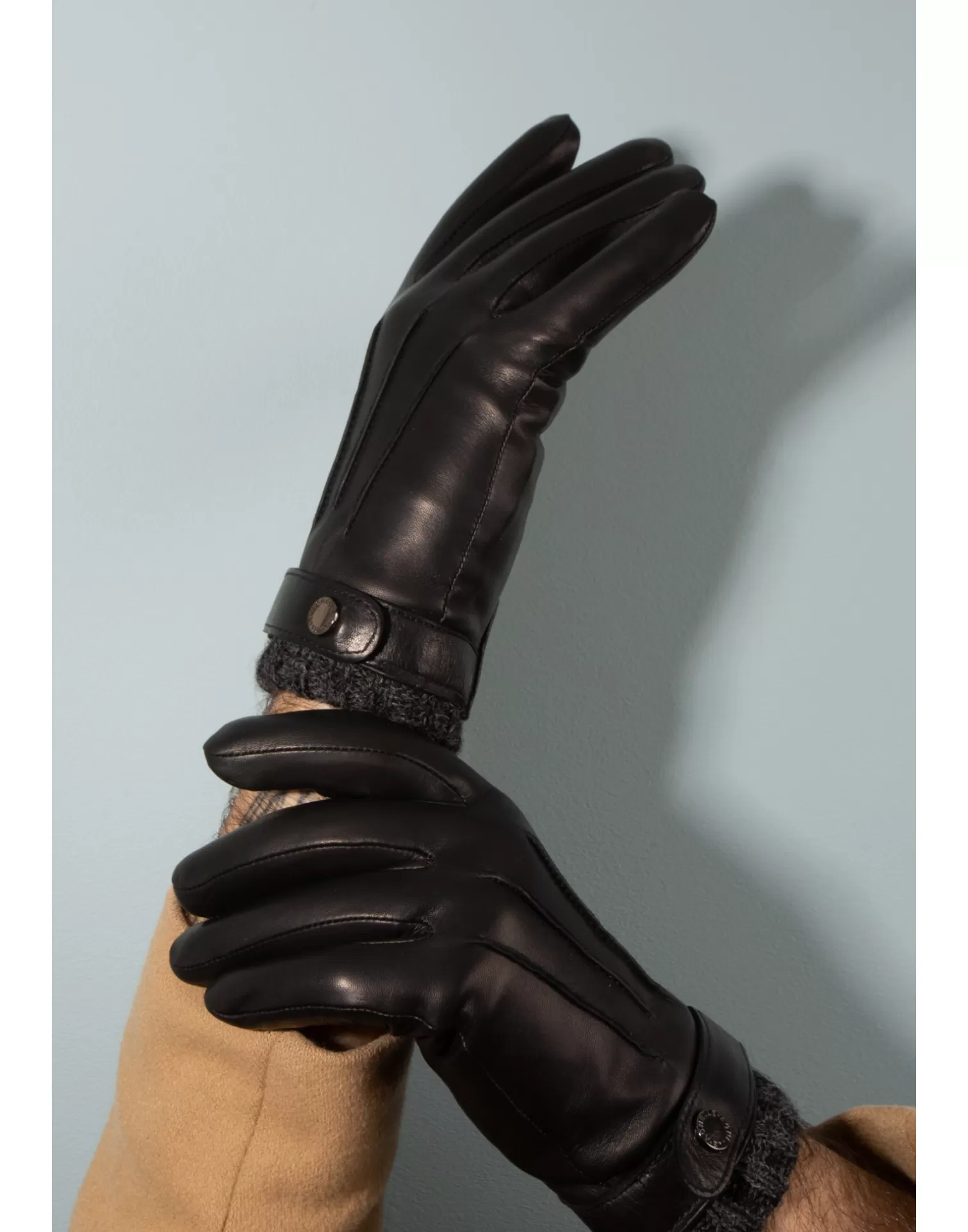 Agnelle Leather Gloves | Georges Alpaca Lining Noir Tactile/Noir