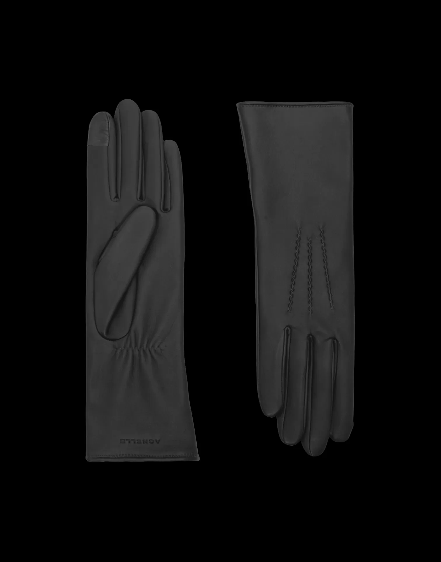 Agnelle Leather Gloves | Grace Silk Lining Tnoir