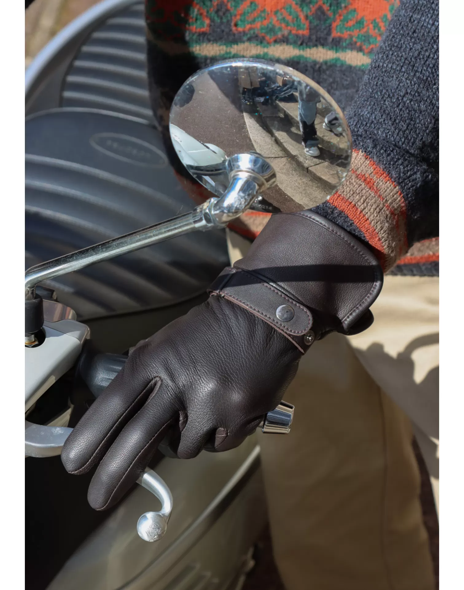 Agnelle Motorcycle & Bike Gloves | Hooper Alpaca Lining Moka Tactile