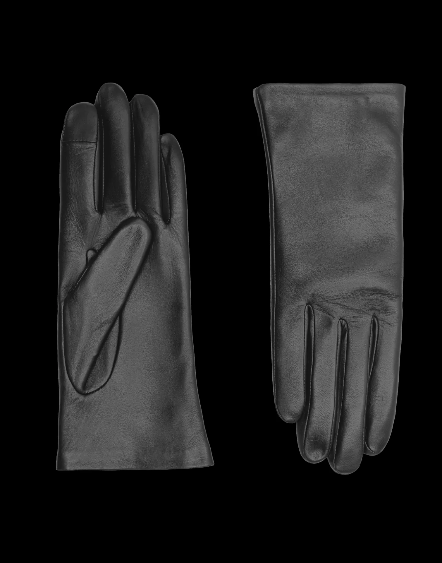 Agnelle Leather Gloves | In S Alpaca Lining Tnoir