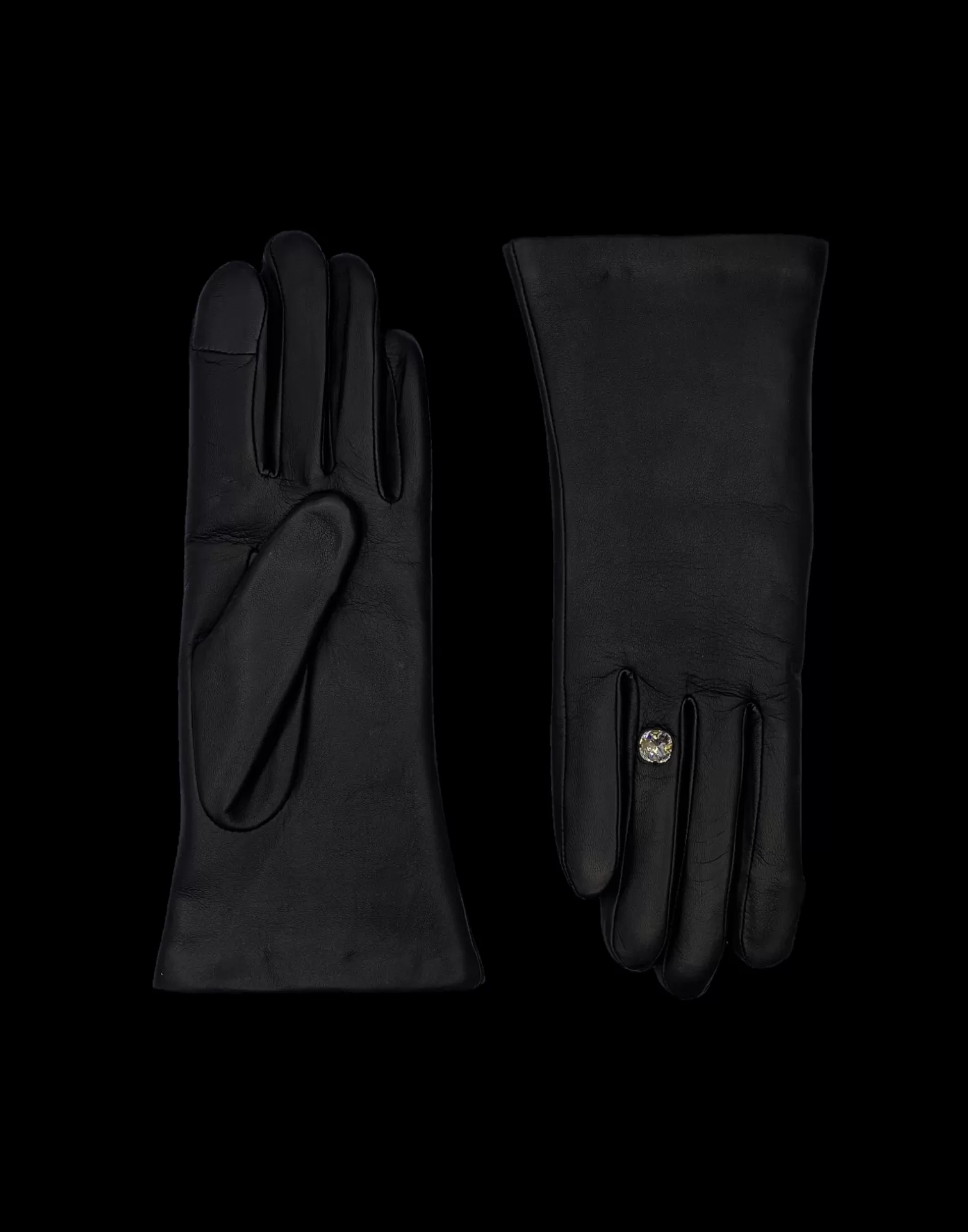 Agnelle Leather Gloves | Ines Bague Lined With Cashmere Tnoir