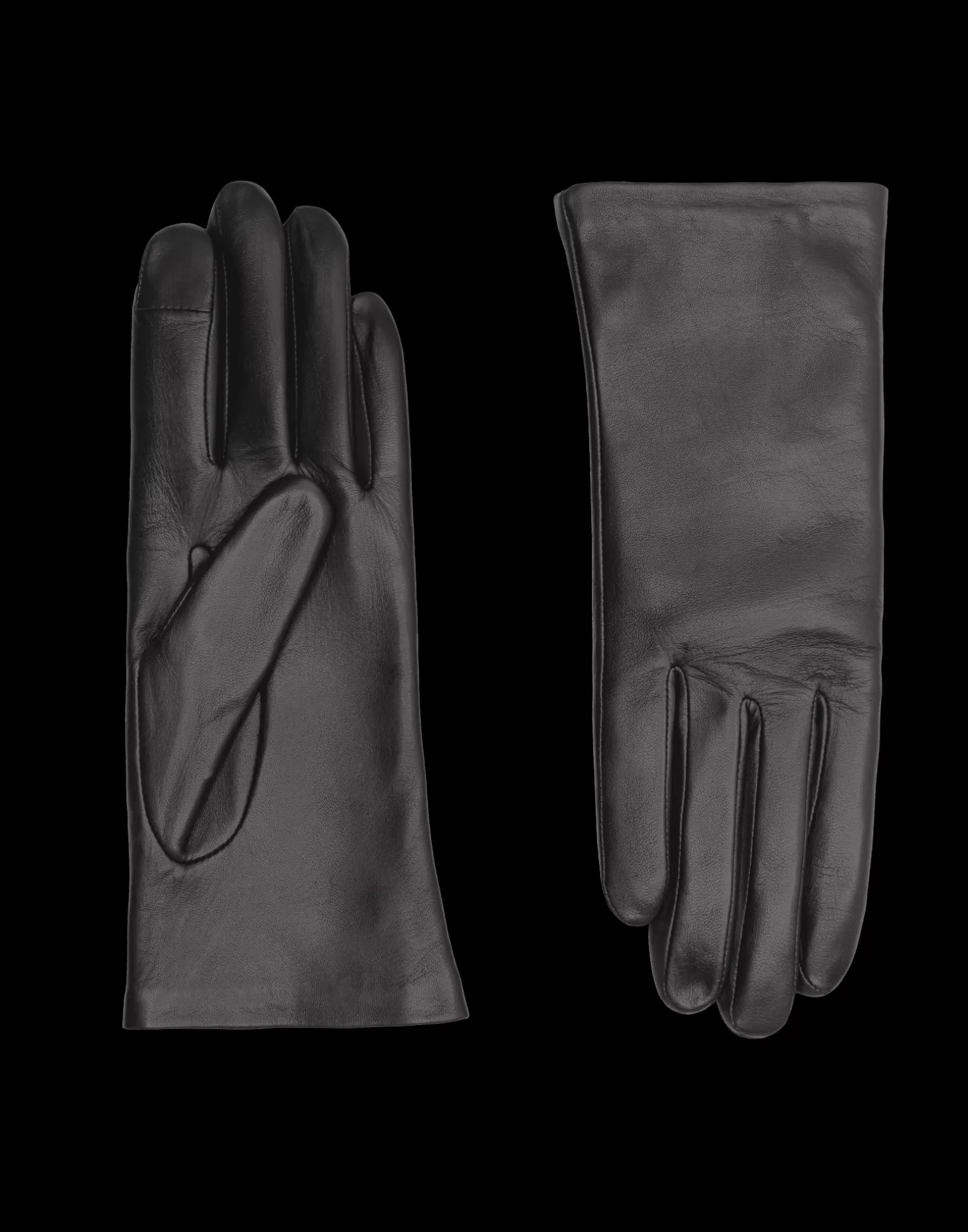 Agnelle Leather Gloves | Ines Cashmere Lining Noir Tactile