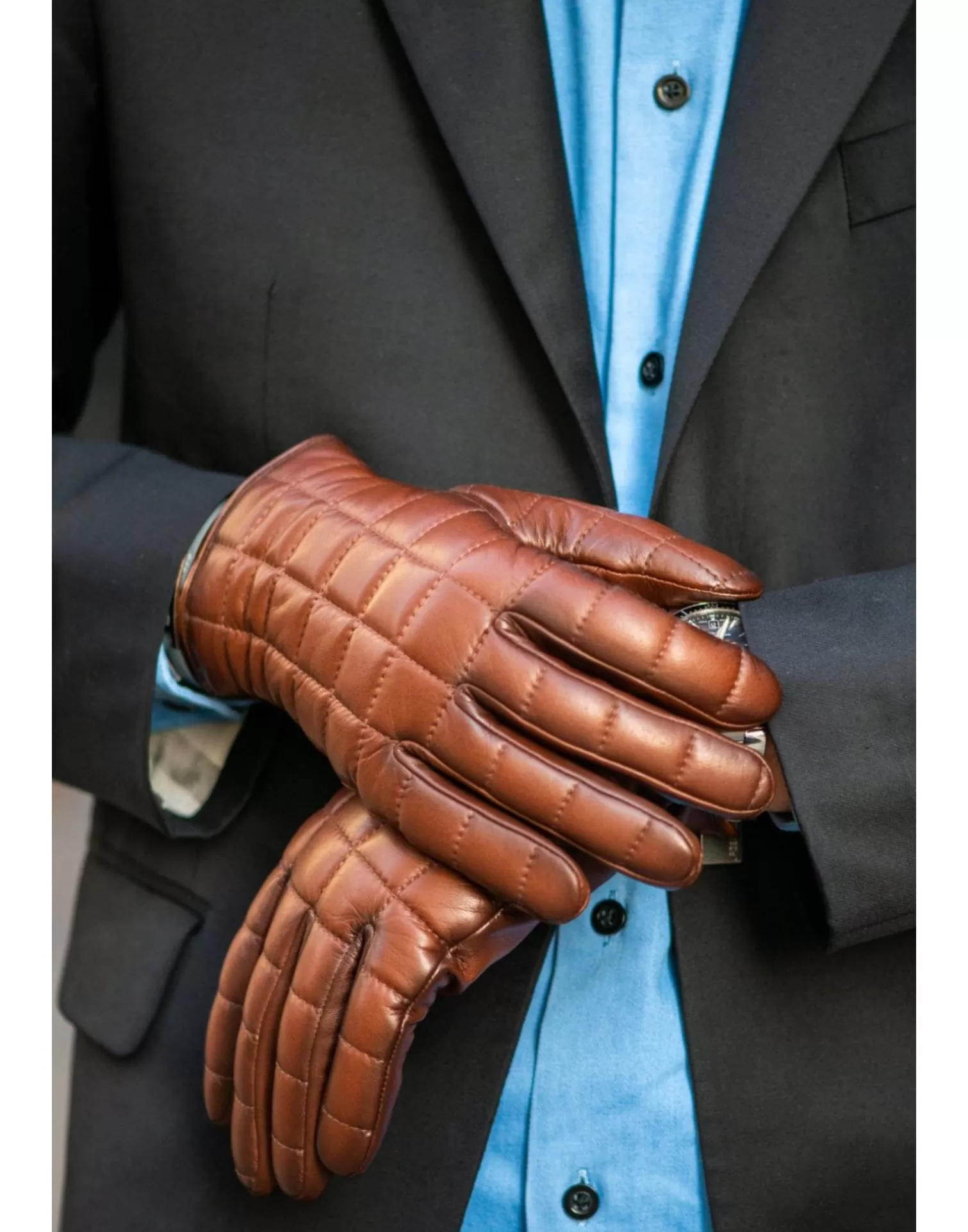 Agnelle Leather Gloves | James Alpaca Lining Whisky Patine