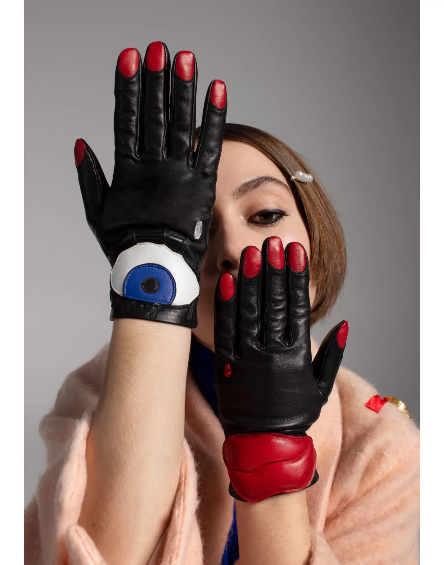 Agnelle Leather Gloves | Jezabel Cashmere Lining Tnoir