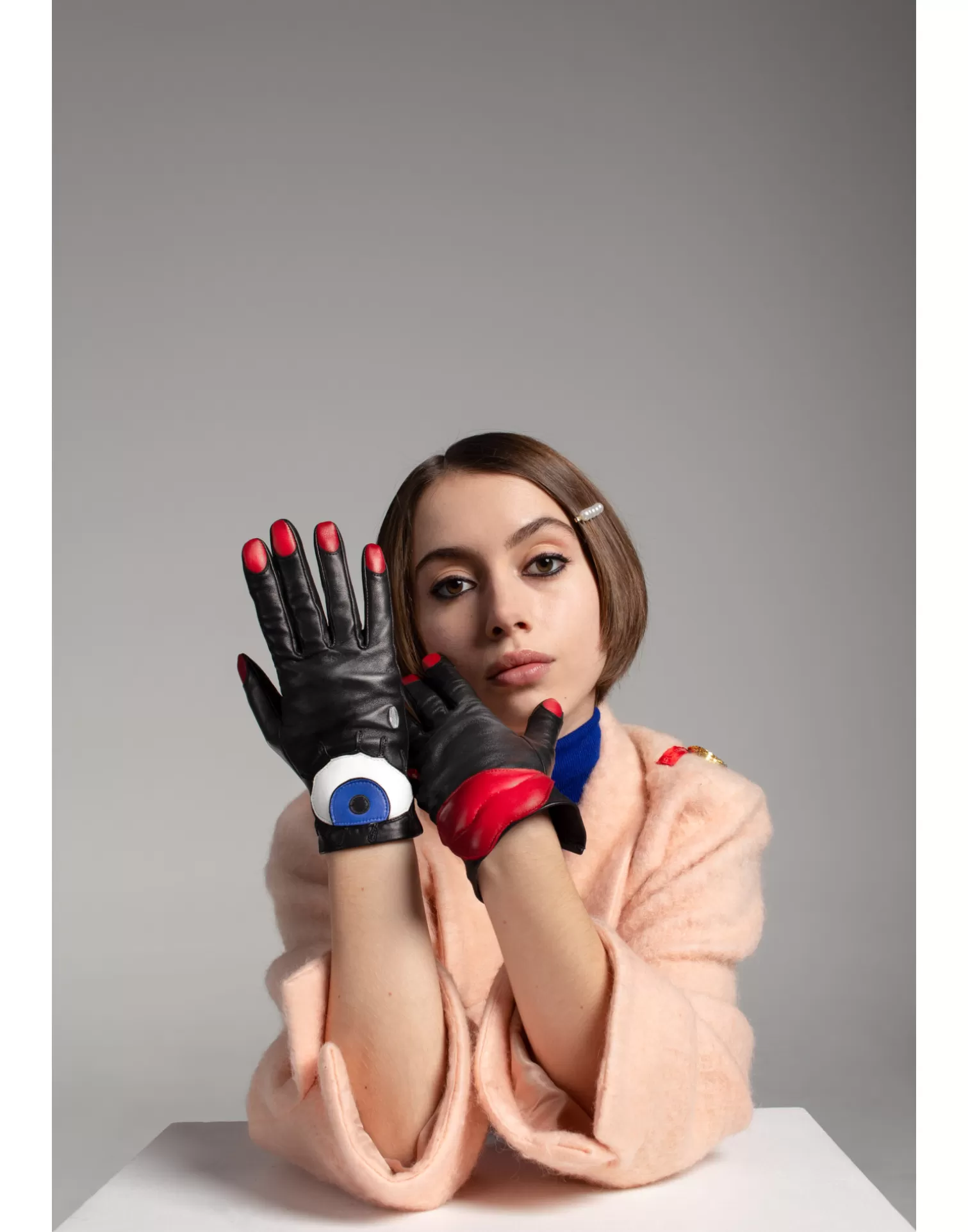 Agnelle Leather Gloves | Jezabel Cashmere Lining Tnoir