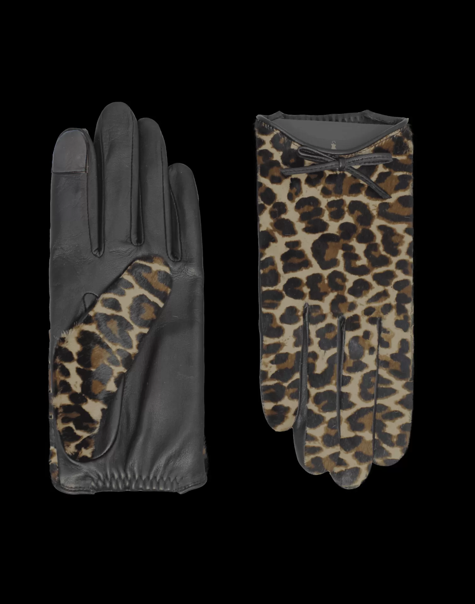 Agnelle Leather Gloves | Josie Silk Lining Tnoir/Panthere