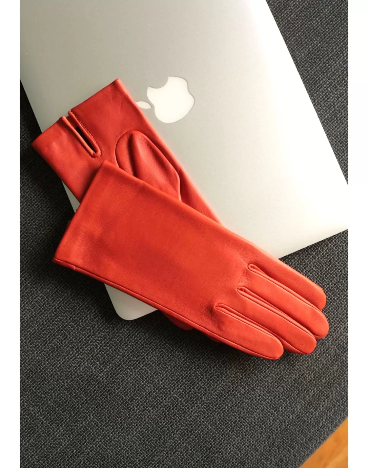 Agnelle Leather Gloves | Kate Silk Lining Sunset