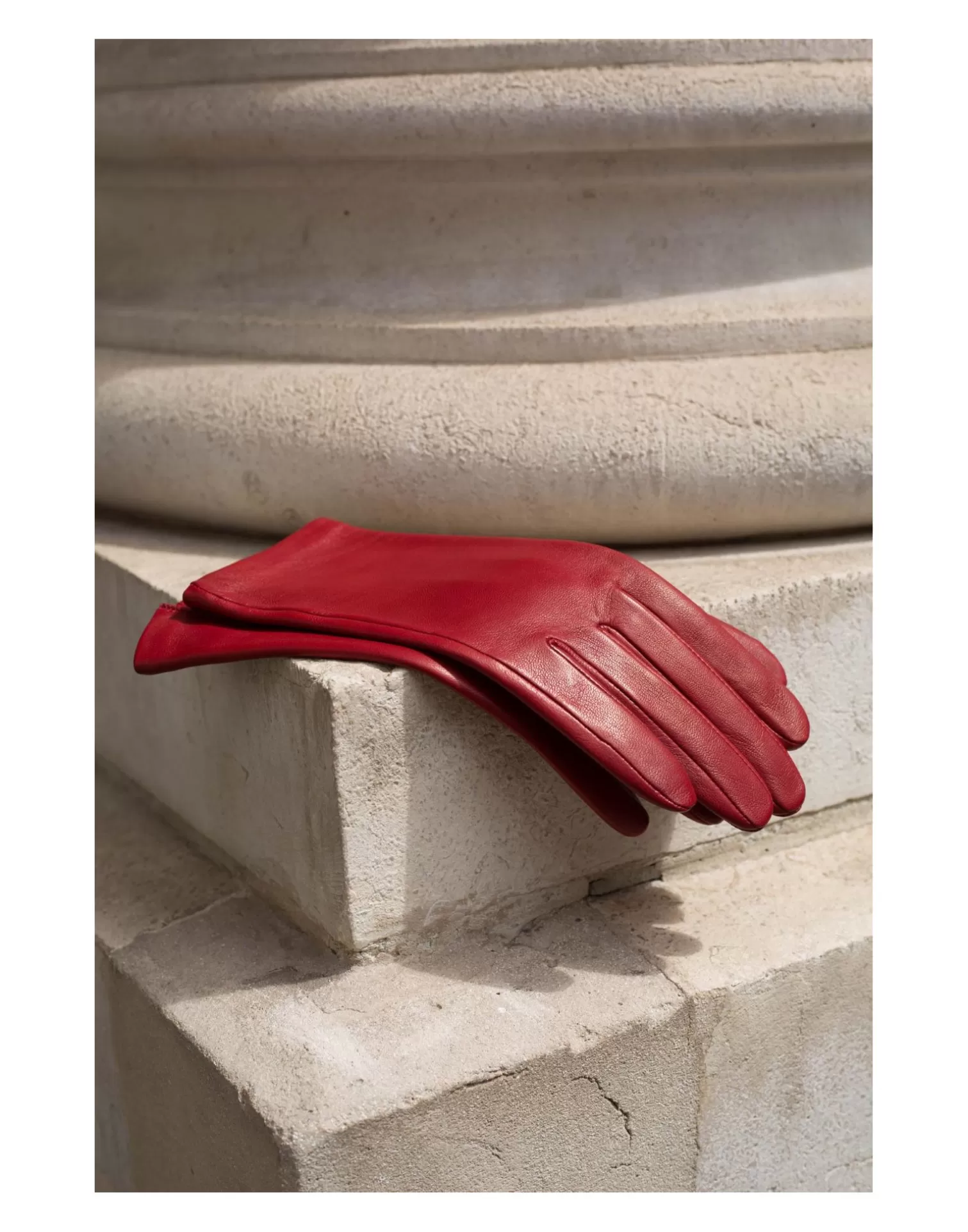 Agnelle Leather Gloves | Kate Silk Lining Cardinal