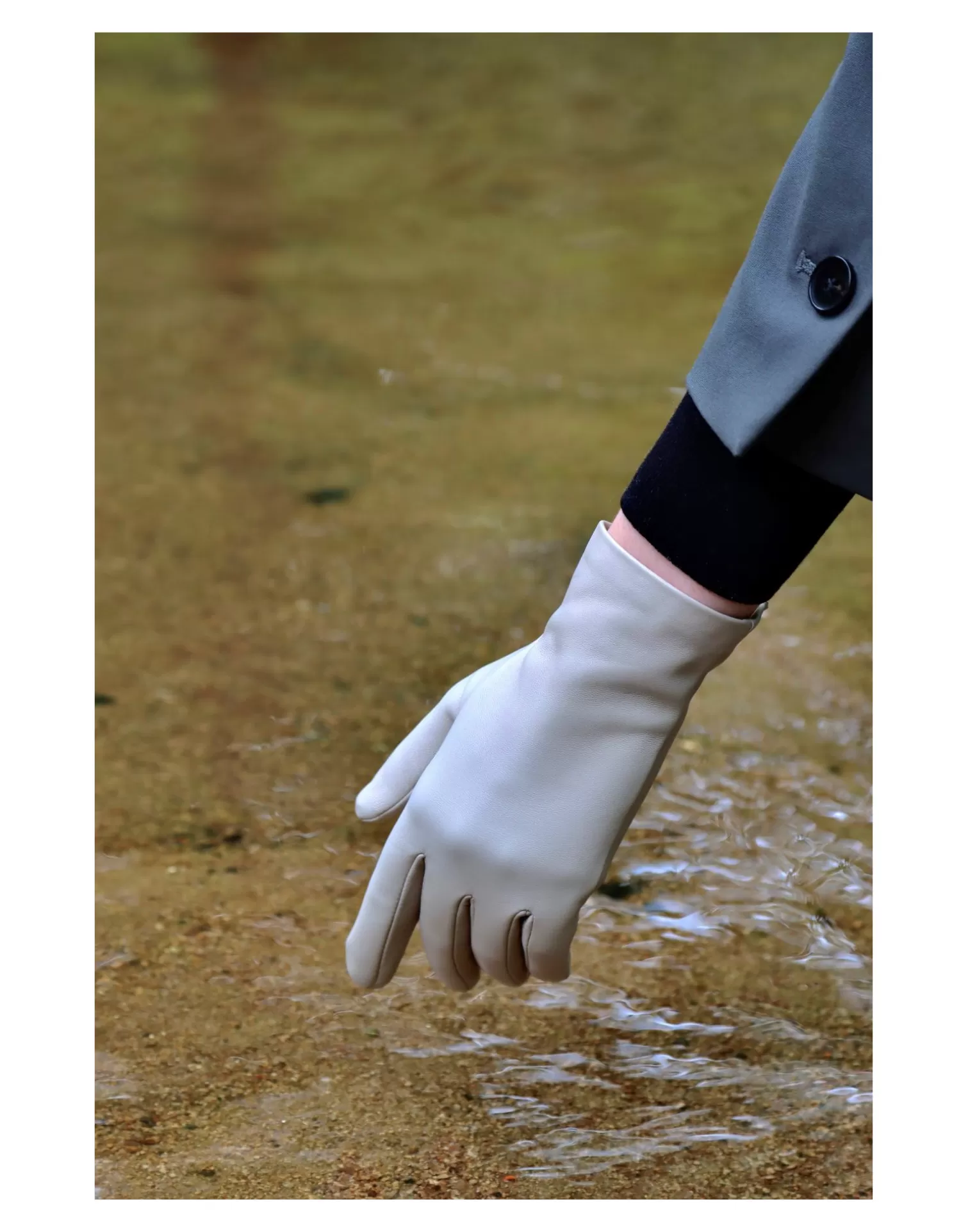 Agnelle Leather Gloves | Kate Unlined Craie