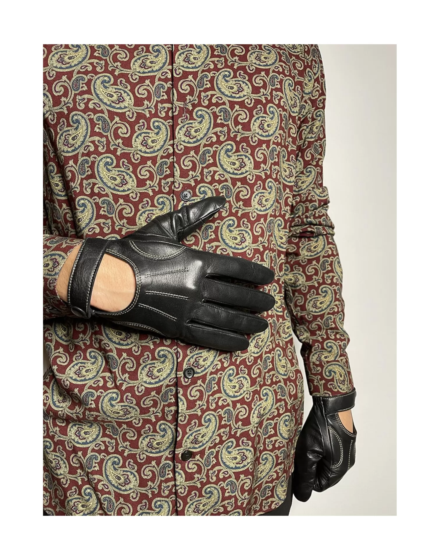 Agnelle Leather Gloves | Liam Without Lining Tnoir/Ecru