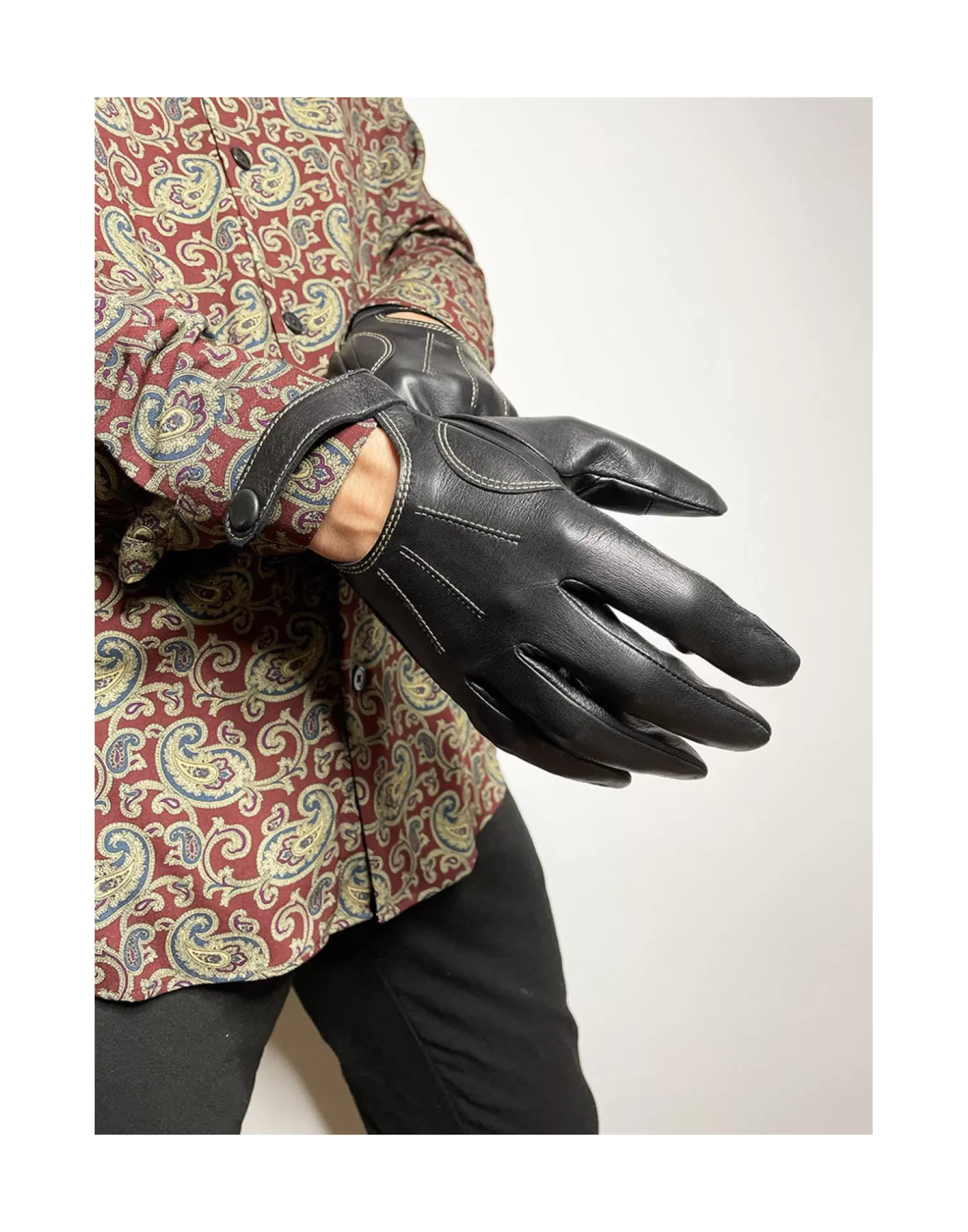 Agnelle Leather Gloves | Liam Without Lining Tnoir/Ecru