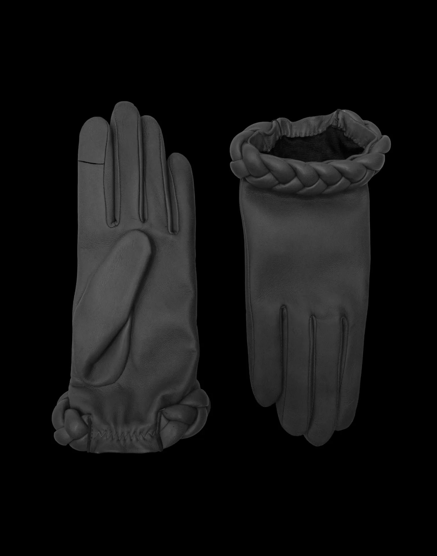 Agnelle Leather Gloves | Lula With Silk Lining Tnoir