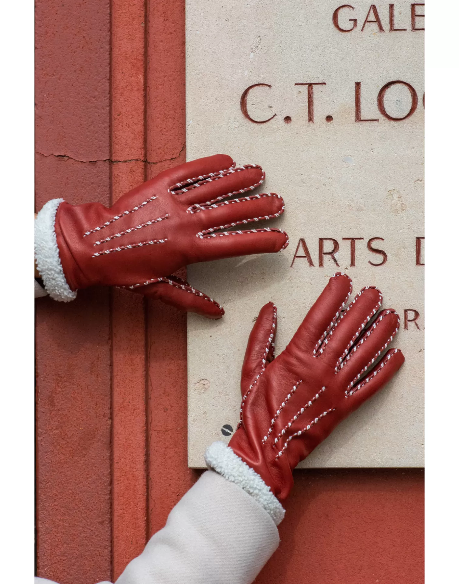 Agnelle Leather Gloves | Marie-Louise Alpaga Lining Rouille