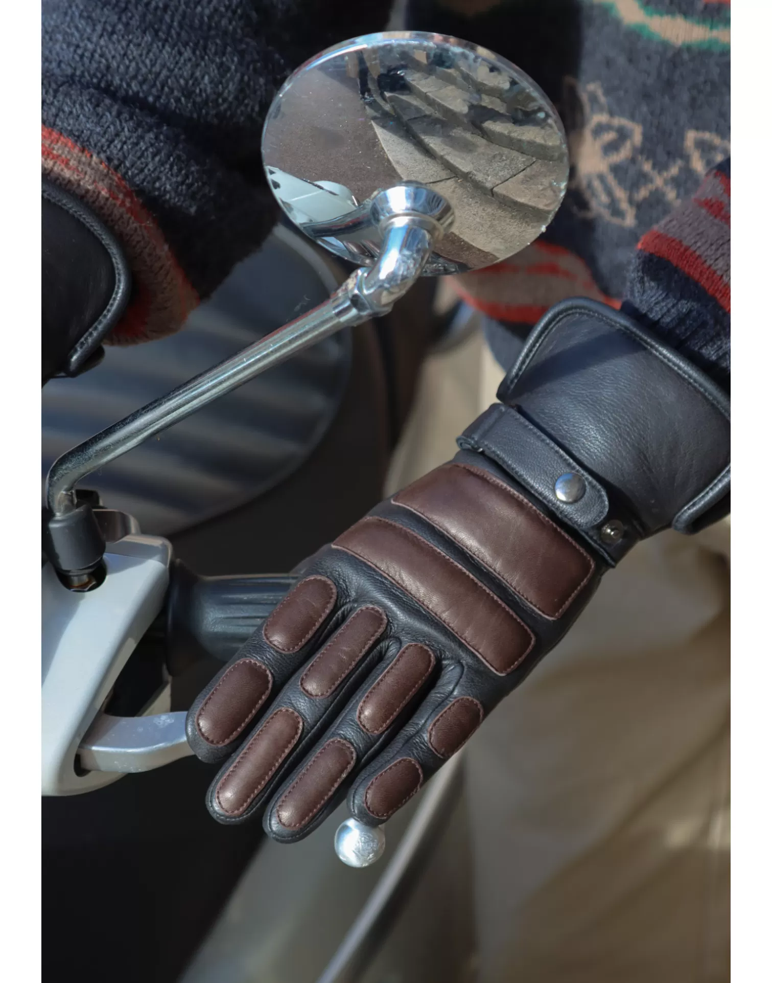 Agnelle Motorcycle & Bike Gloves | Marvin Alpaca Lining Noir T./Moka/Cuffnoir