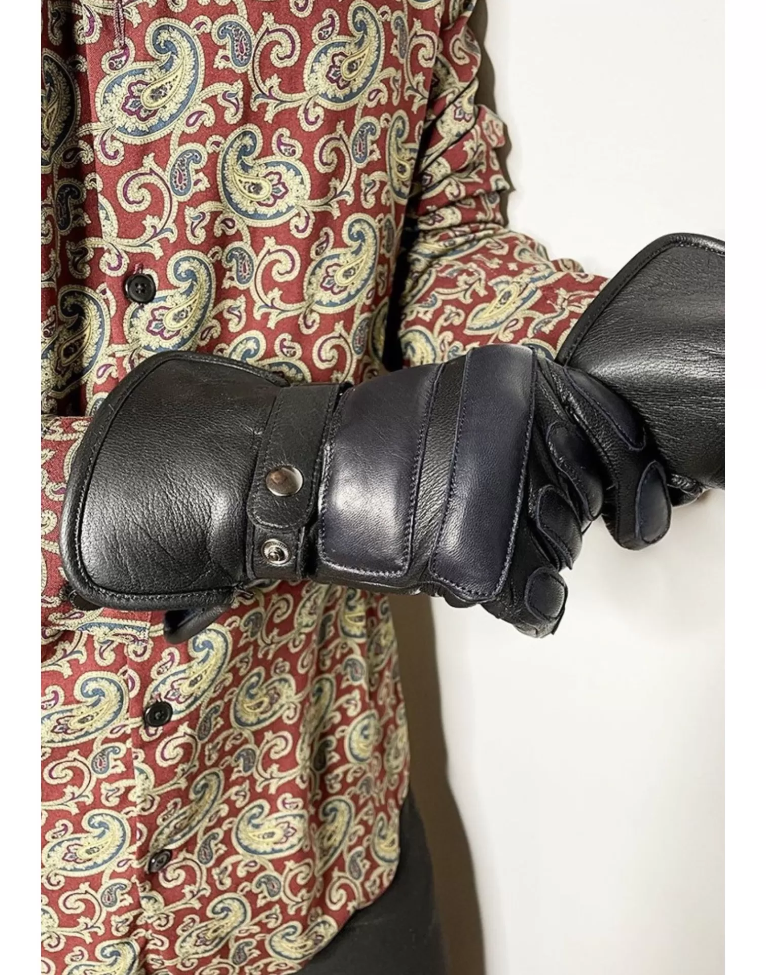 Agnelle Motorcycle & Bike Gloves | Marvin Alpaca Lining Tnoir/Navy/Cuffbleu