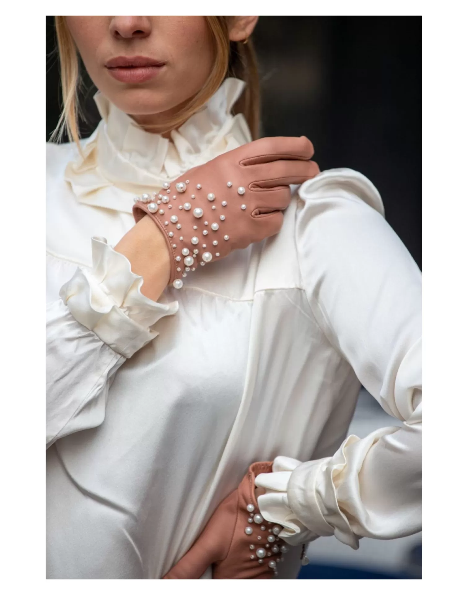 Agnelle Leather Gloves | Marylin Silk Lining Figue