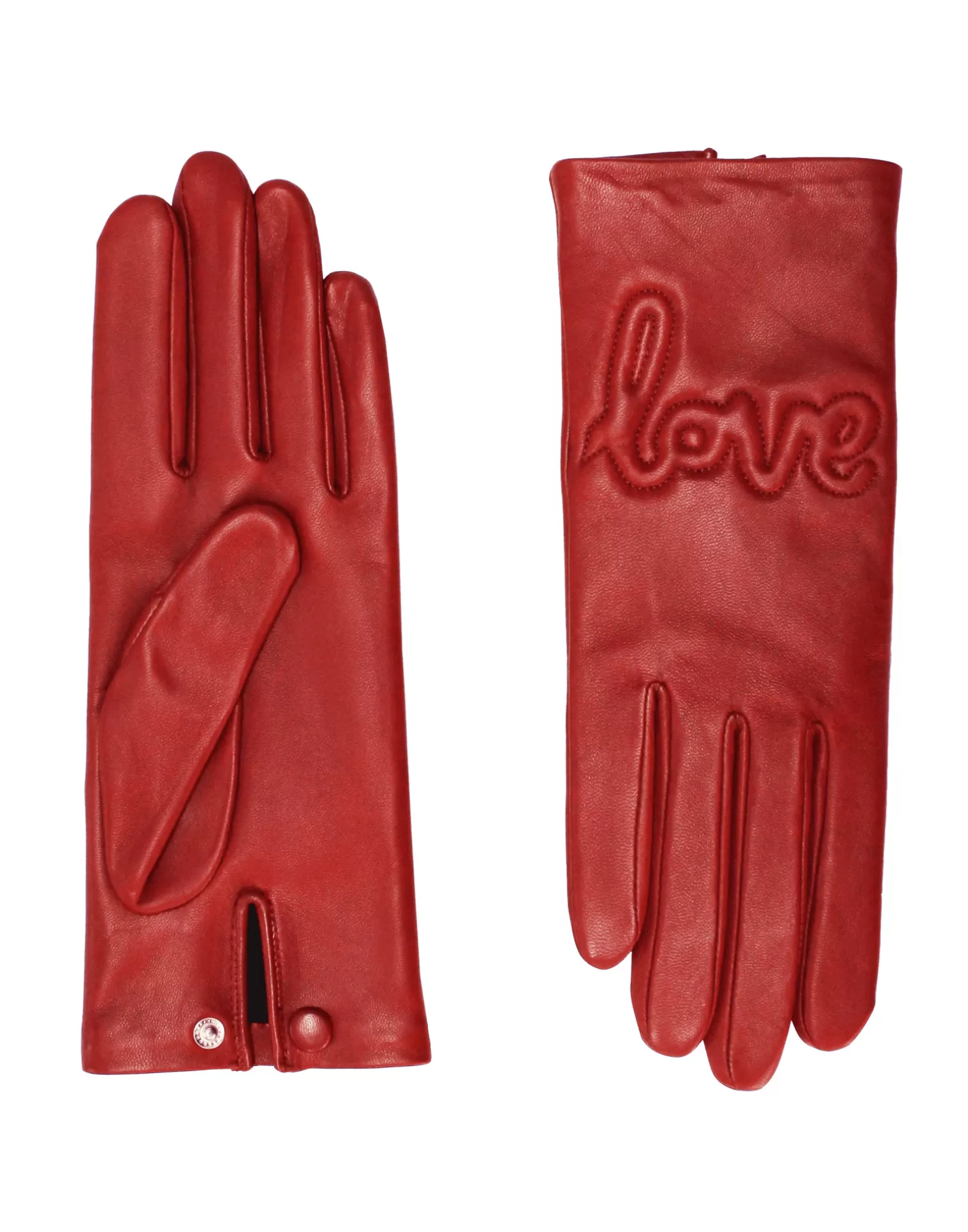 Agnelle Leather Gloves | Moor Silk Lining Cardinal