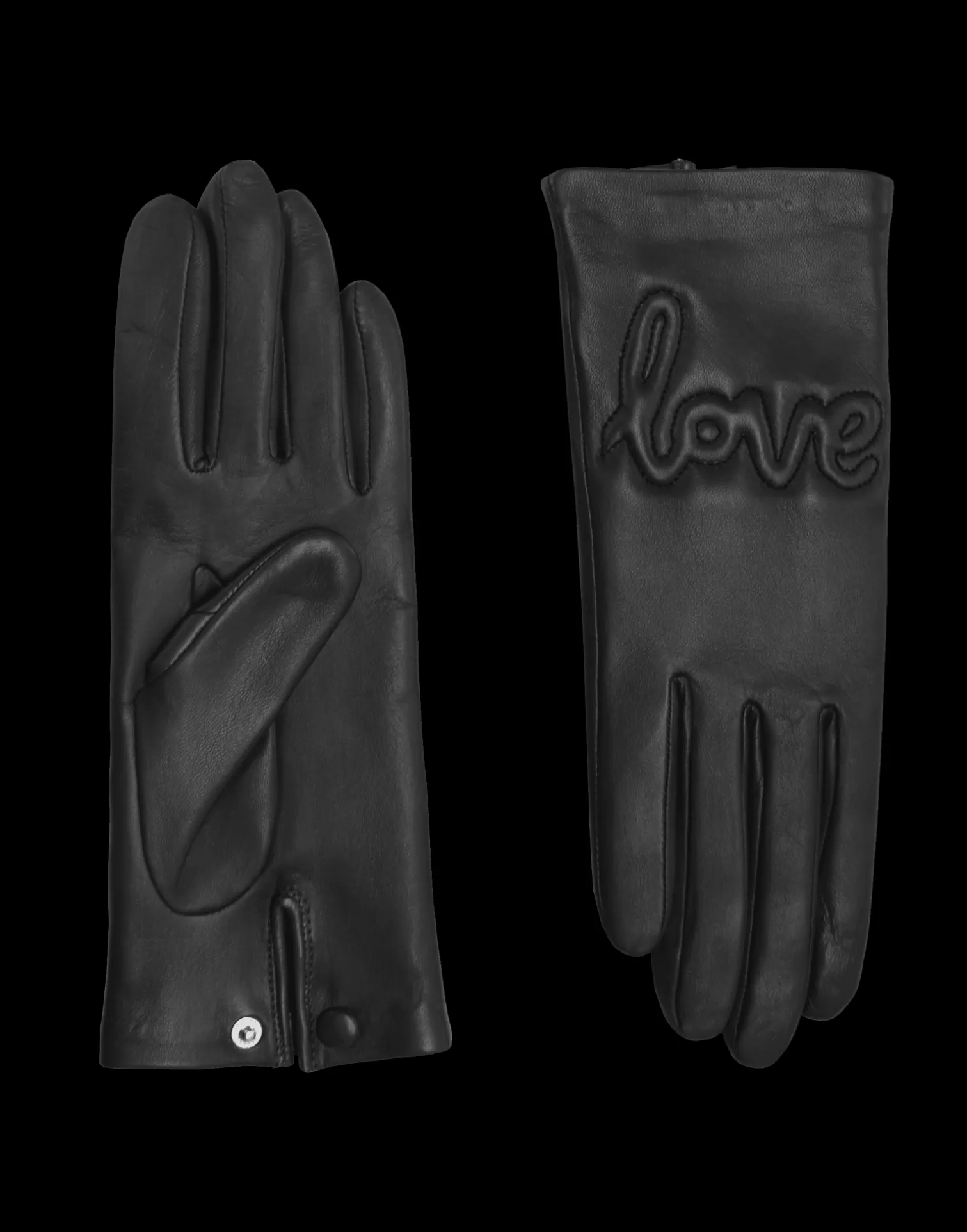 Agnelle Leather Gloves | Moor Silk Lining Noir Tactile