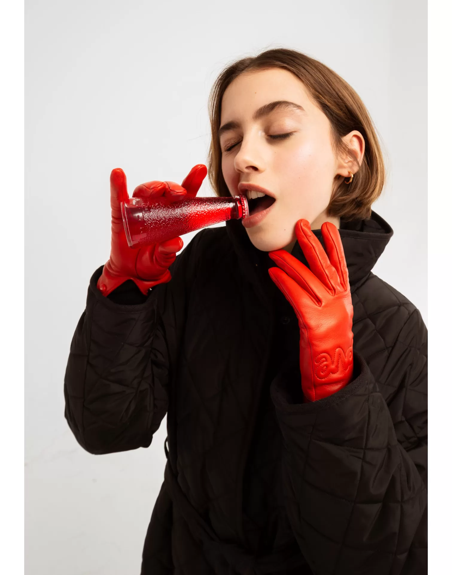 Agnelle Leather Gloves | Moor Silk Lining Cardinal