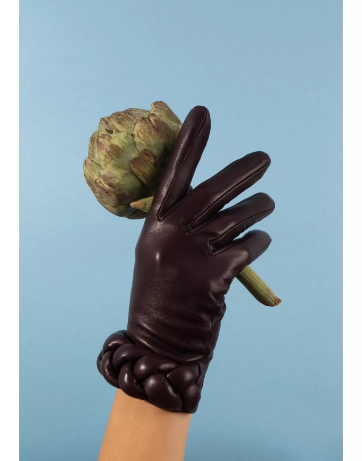 Agnelle Leather Gloves | New Edith Silk Lining Prune