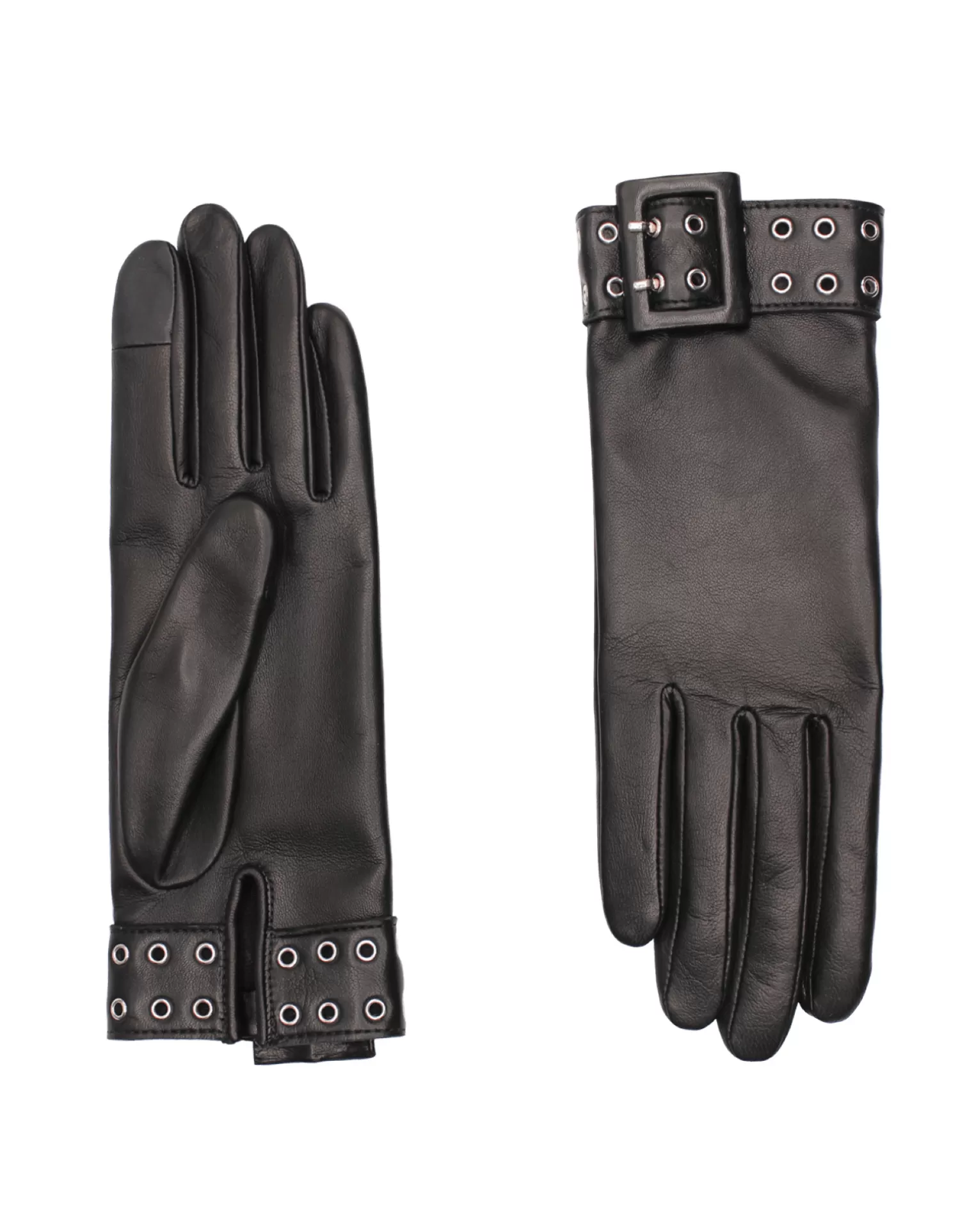 Agnelle Leather Gloves | Niska Silk Lining Tnoir