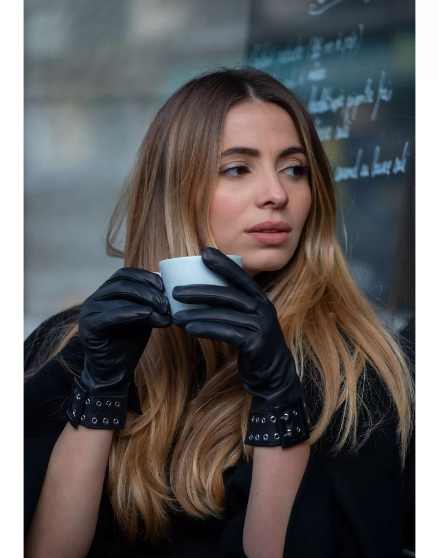 Agnelle Leather Gloves | Niska With Alpaca Lining Tnoir