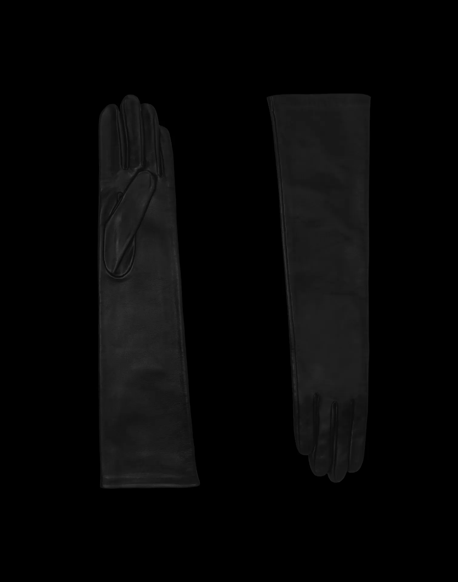 Agnelle Leather Gloves | Opera Silk Lining Black