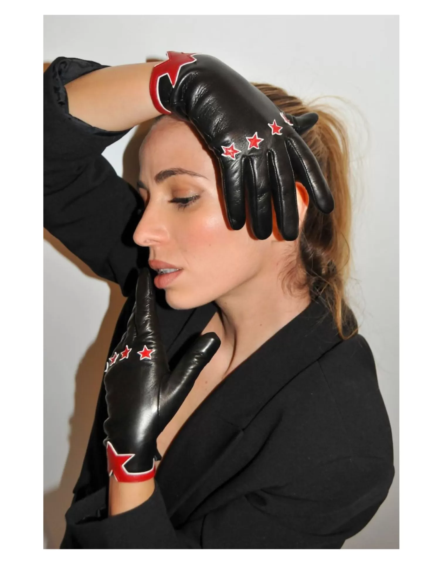 Agnelle Leather Gloves | Orion With Silk Lining Tnoir/Cardinal