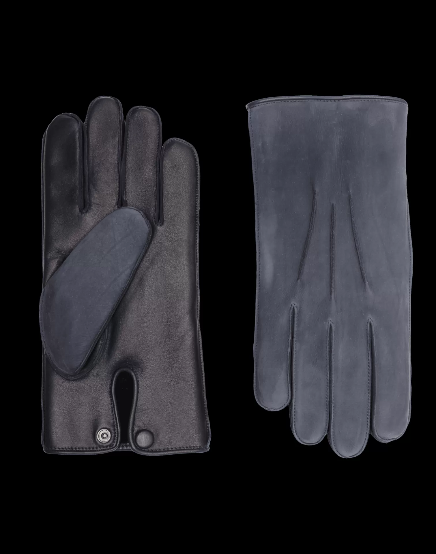 Agnelle Leather Gloves | Oscar Bi-Material Rabbit Lining Navy