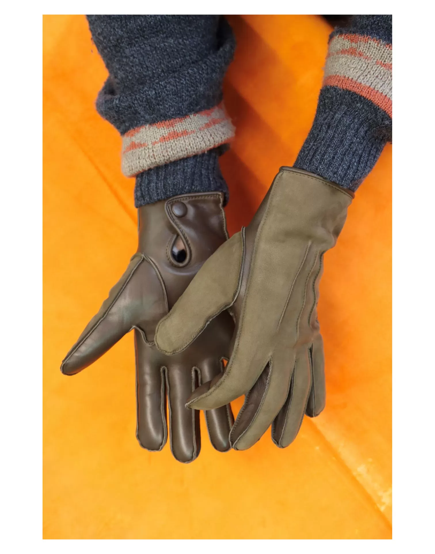 Agnelle Leather Gloves | Oscar Bi-Material Rabbit Lining Tourbe