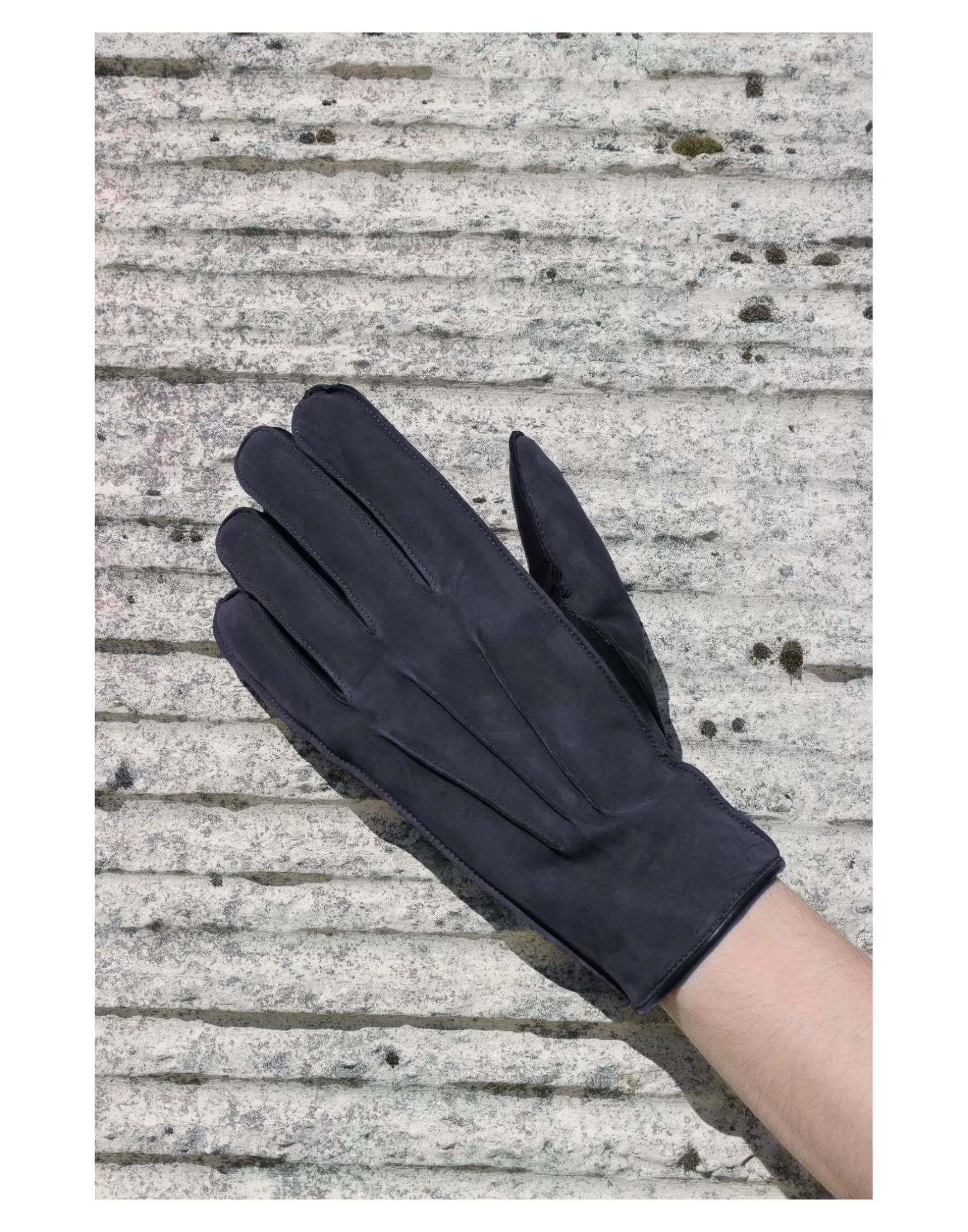 Agnelle Leather Gloves | Oscar Bi-Material Rabbit Lining Navy