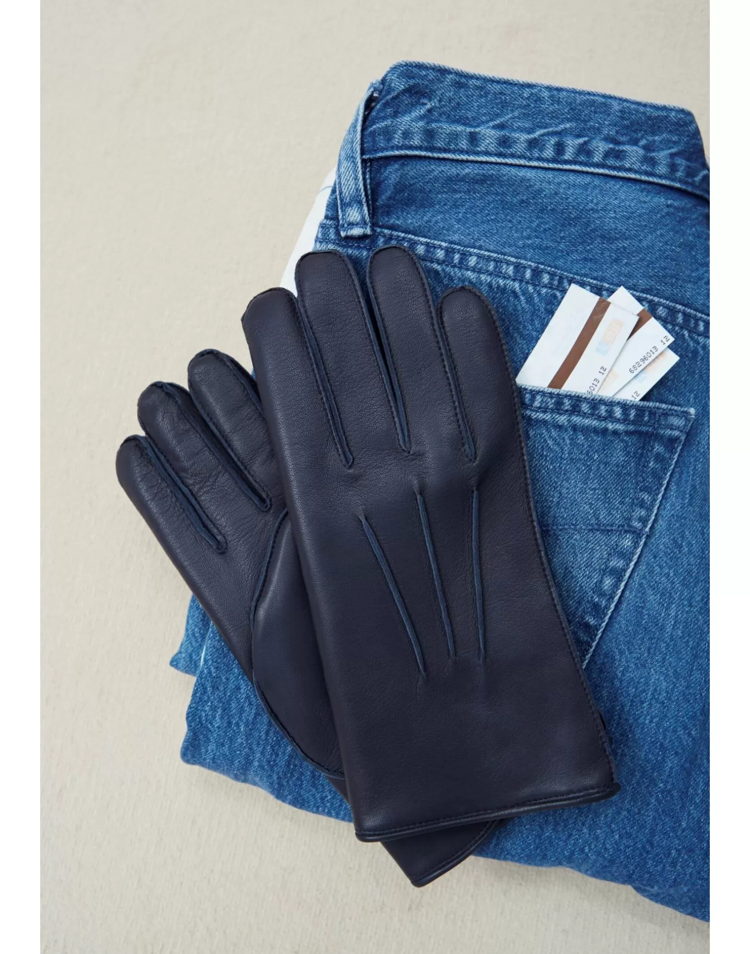 Agnelle Leather Gloves | Oscar Rabbit Lining Noir Tactile/Noir