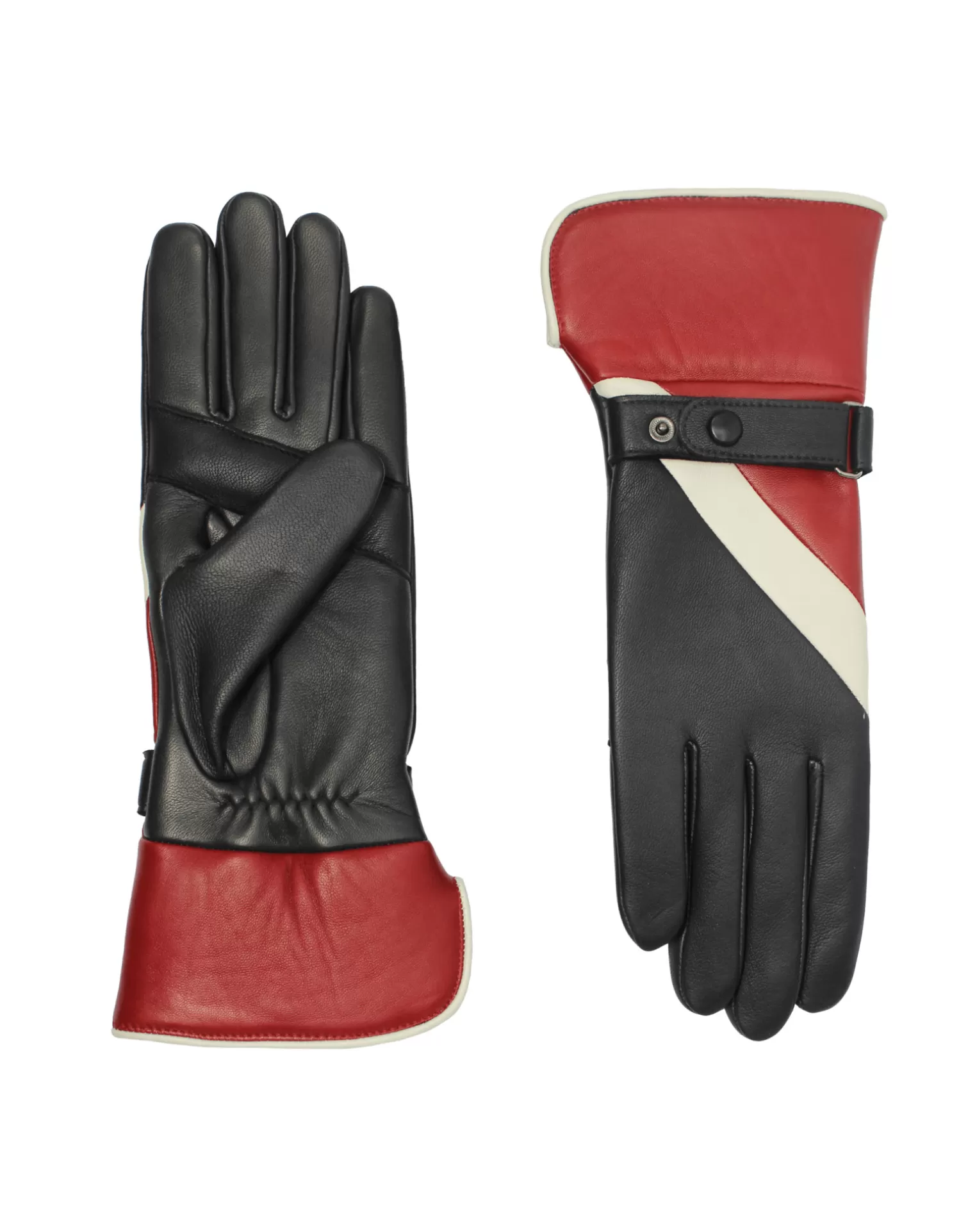 Agnelle Motorcycle & Bike Gloves | Questa Alpaca Lining Noir Tactile/Cardinal/Porcelaine