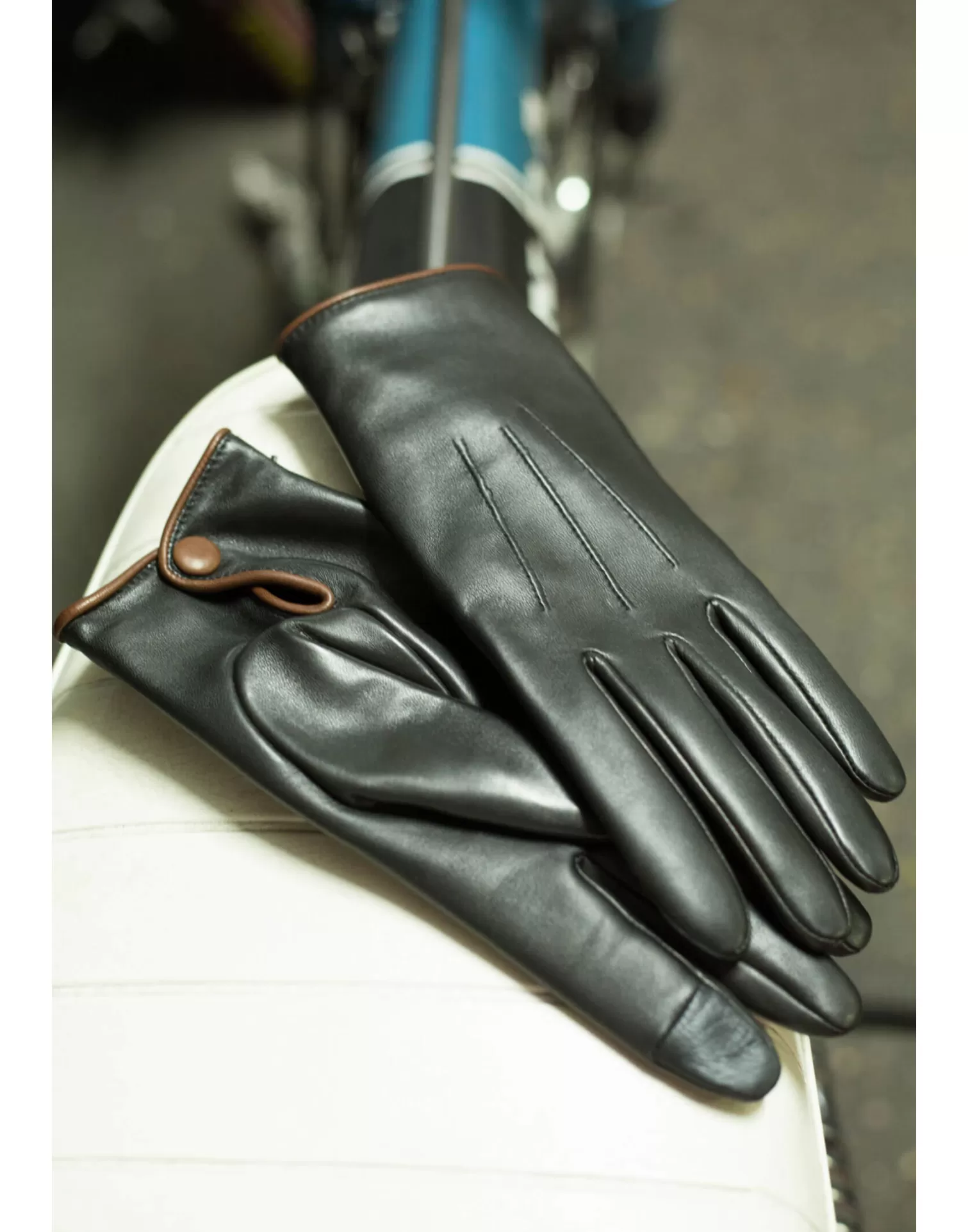 Agnelle Leather Gloves | Rick Cashmere Lining Tnoir/Whisky